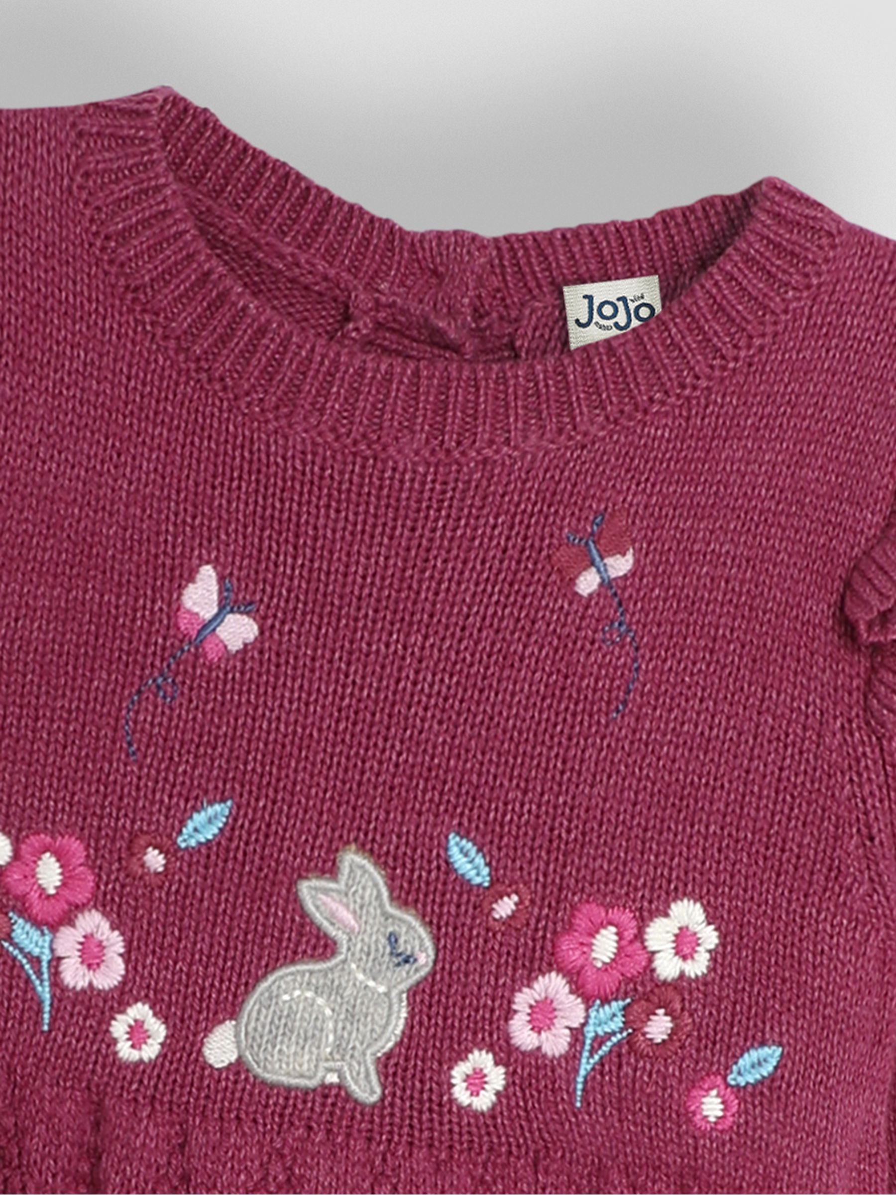 Pink Bunny Embroidered Knit Dress - Image 3 of 3