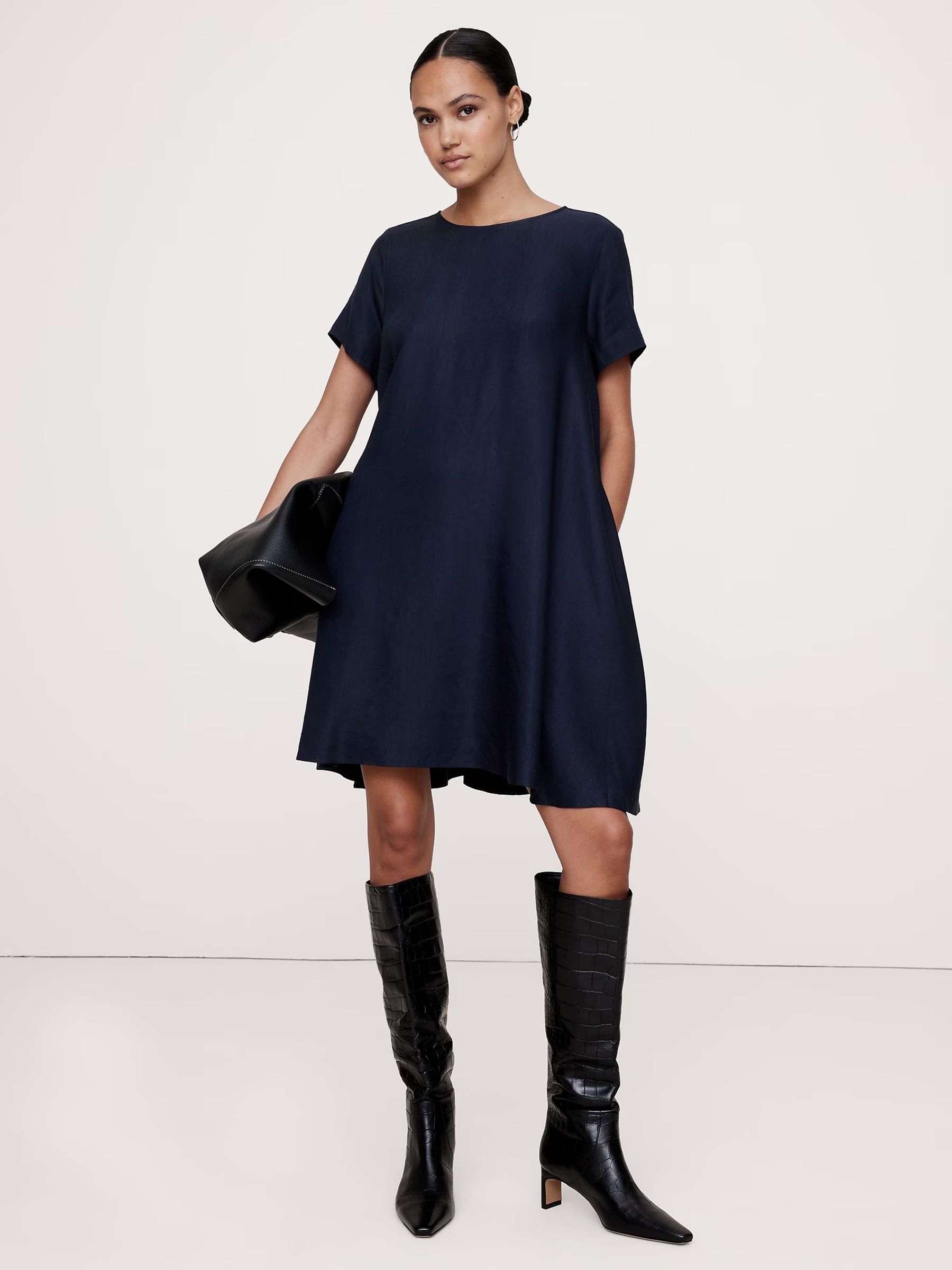 Banana Republic Blue Aurelia Linen-Blend Mini Dress - Image 1 of 1