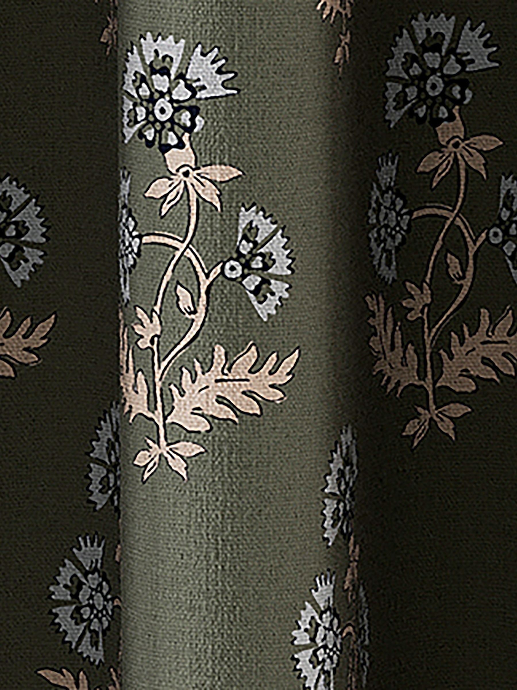 Chamomile Set of 2 Green Blackout Eyelet Curtains - Image 3 of 3