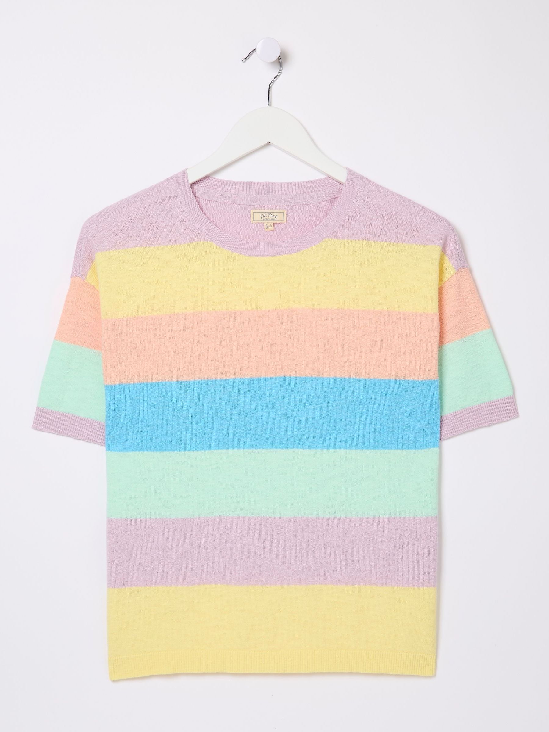 Multi Sorbet Linen Stripe Knit T-Shirt - Image 5 of 5