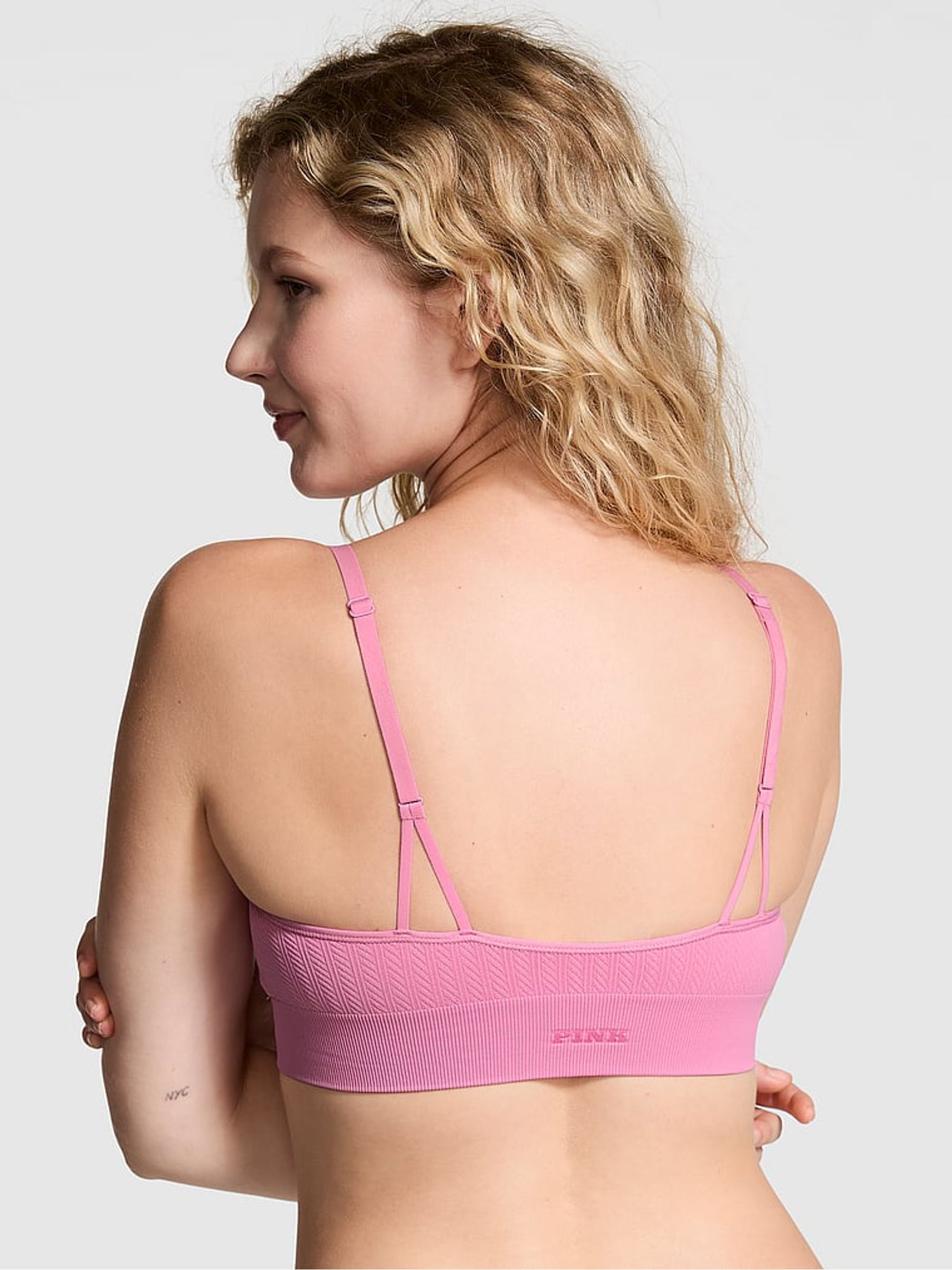 Moonstone Pink Seamless Cable Knit Sports Bra - Image 2 of 4