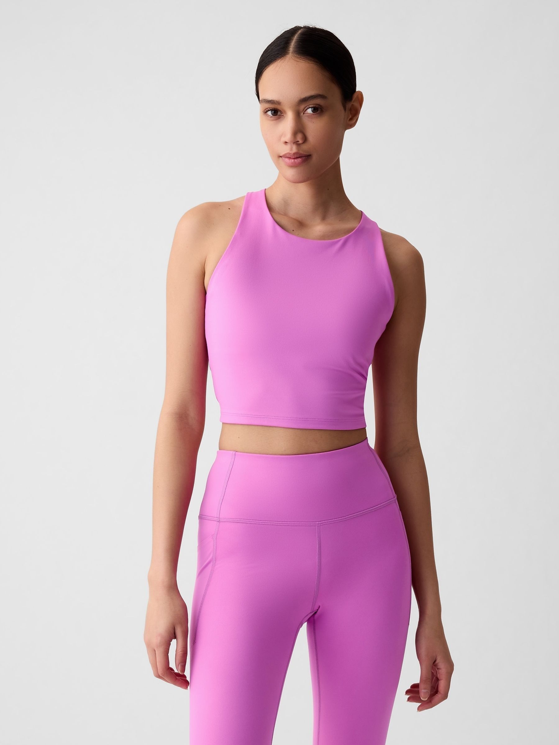 Pink Built-in-Bra Racerback Crop Top - Image 1 of 5