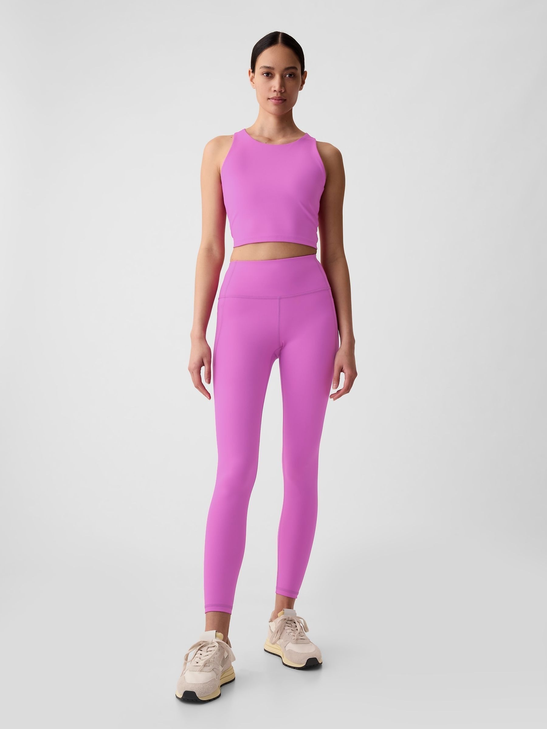 Pink Built-in-Bra Racerback Crop Top - Image 3 of 5