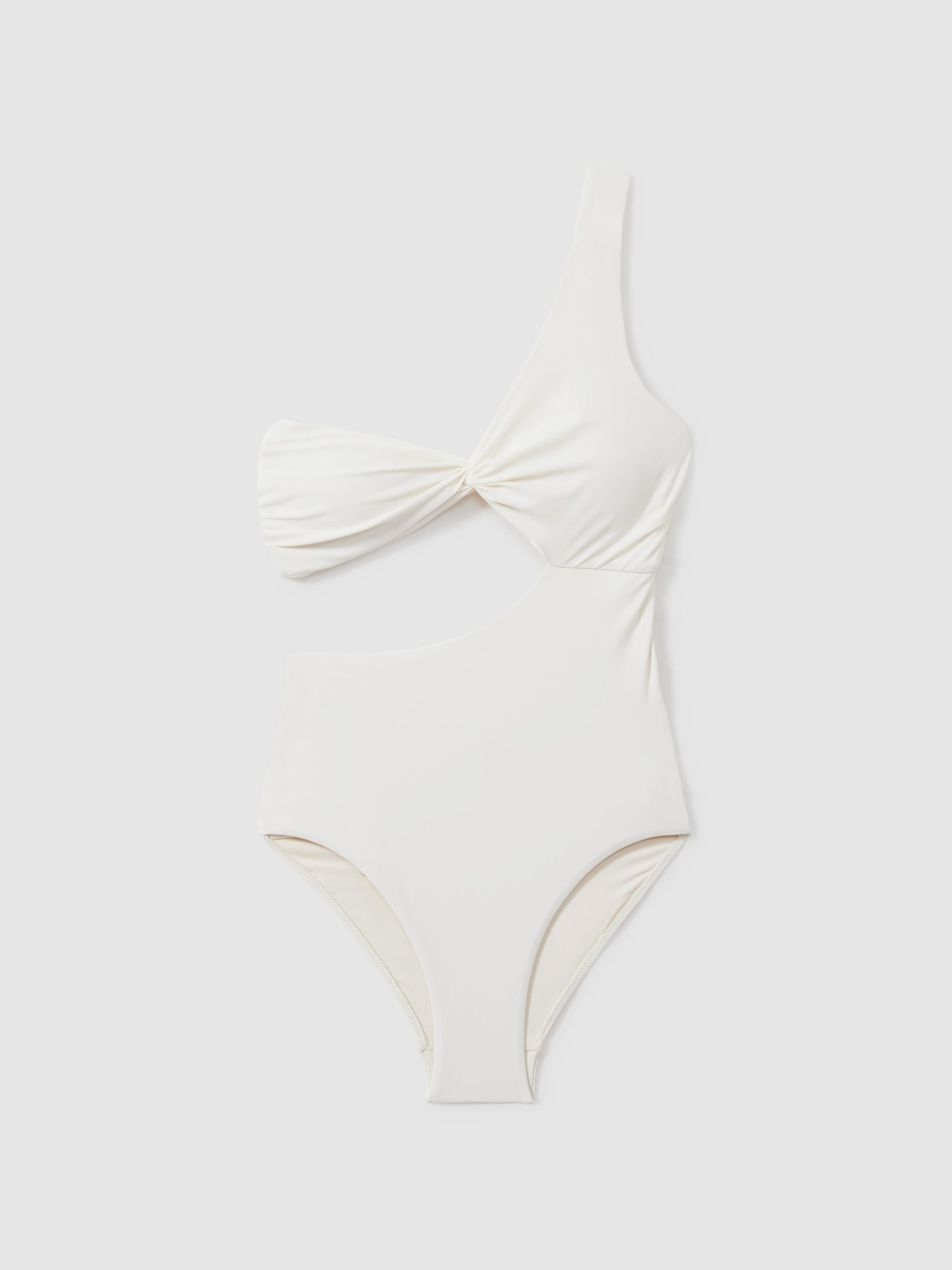 Asymmetric Cut-Out Swimsuit in White - Image 2 of 6