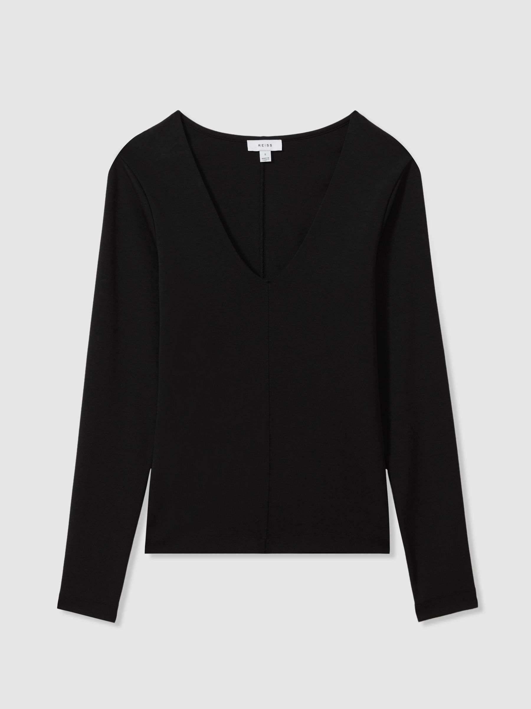 Modal Blend V-Neck Top in Black - Image 2 of 5
