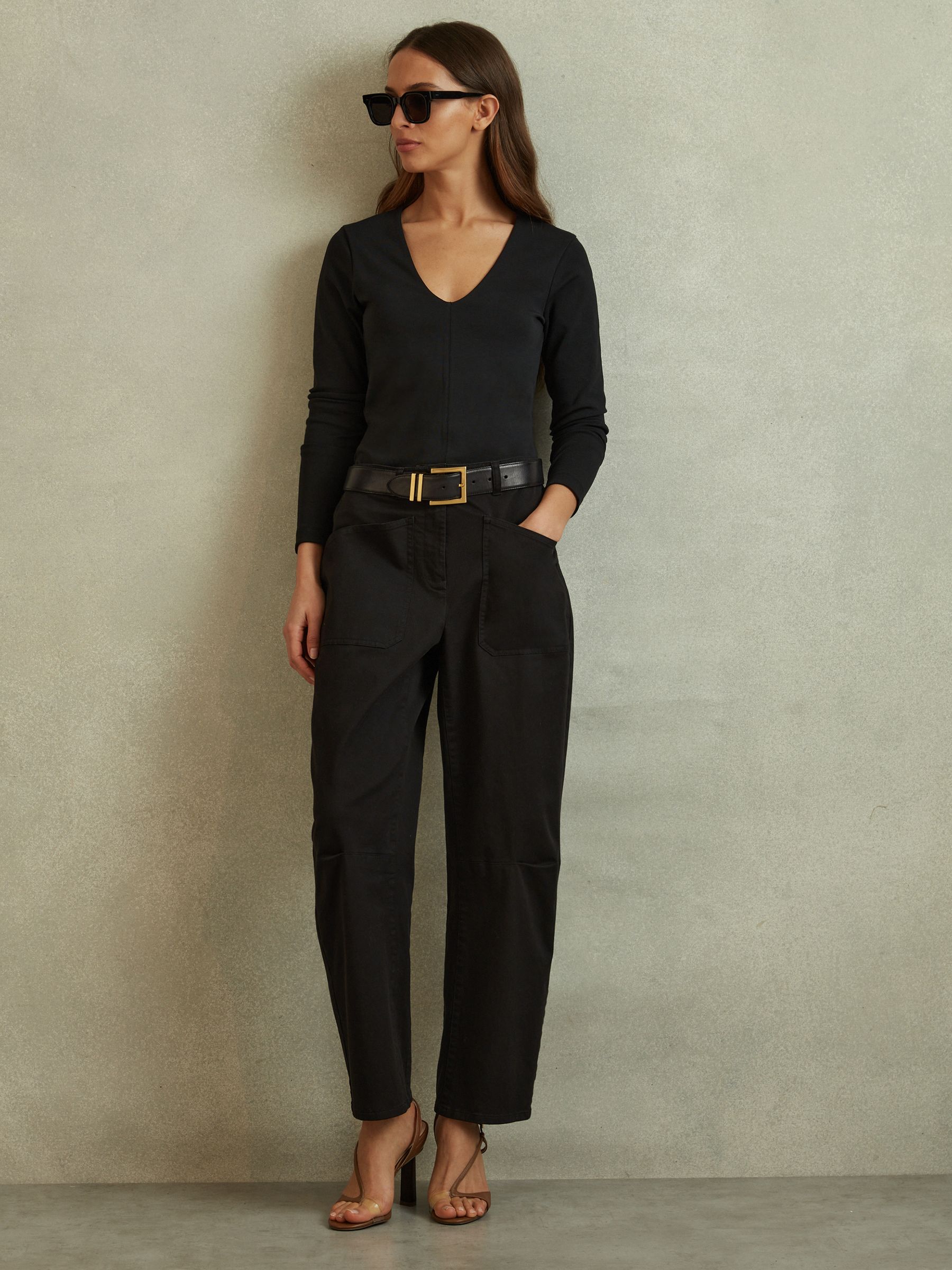 Modal Blend V-Neck Top in Black - Image 3 of 5
