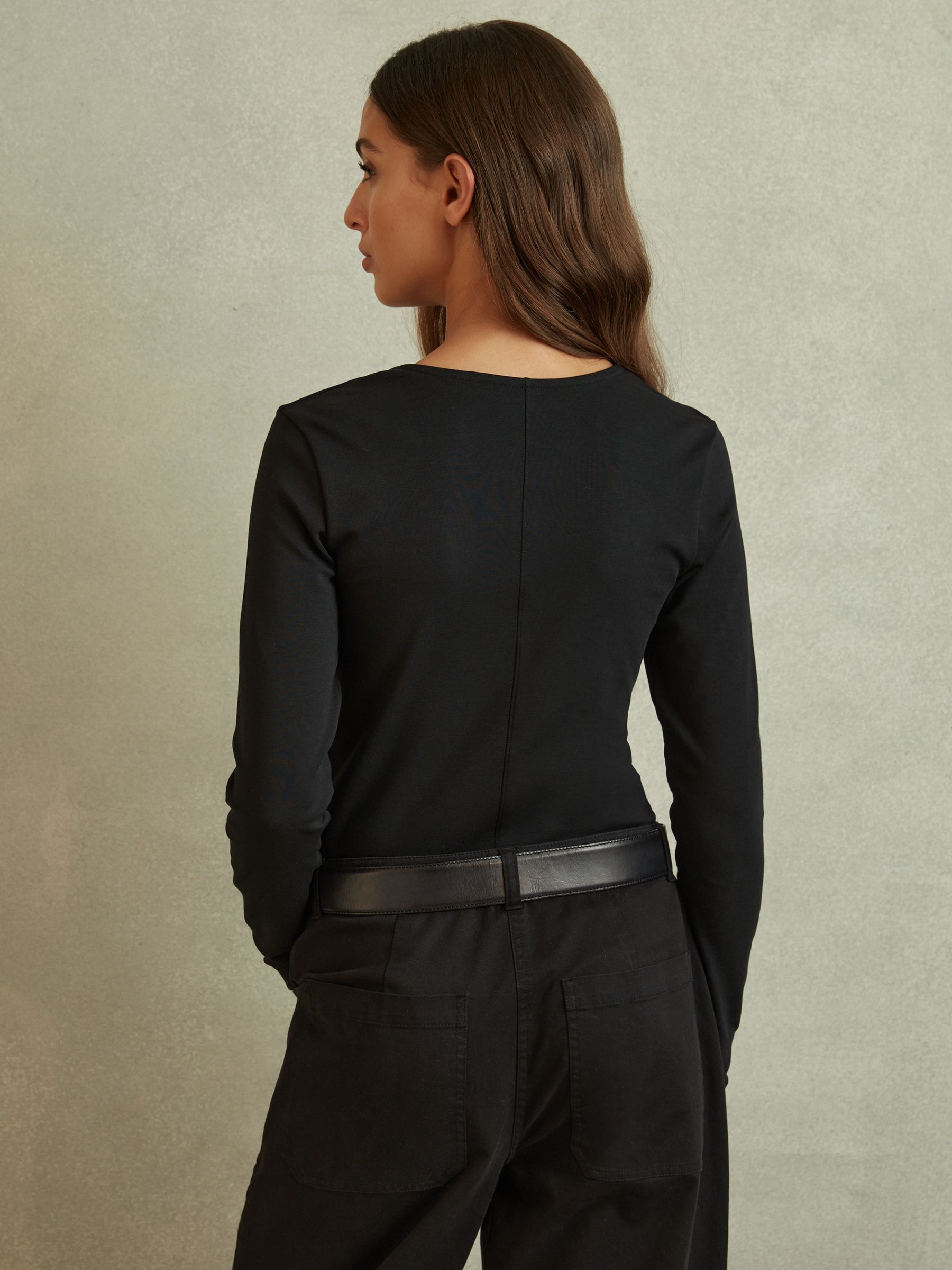 Modal Blend V-Neck Top in Black - Image 4 of 5