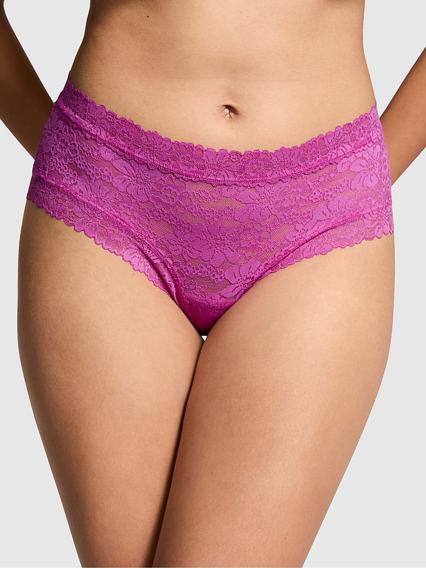 Berry Bliss Purple Cheeky Floral Lace Knickers - Image 1 of 3