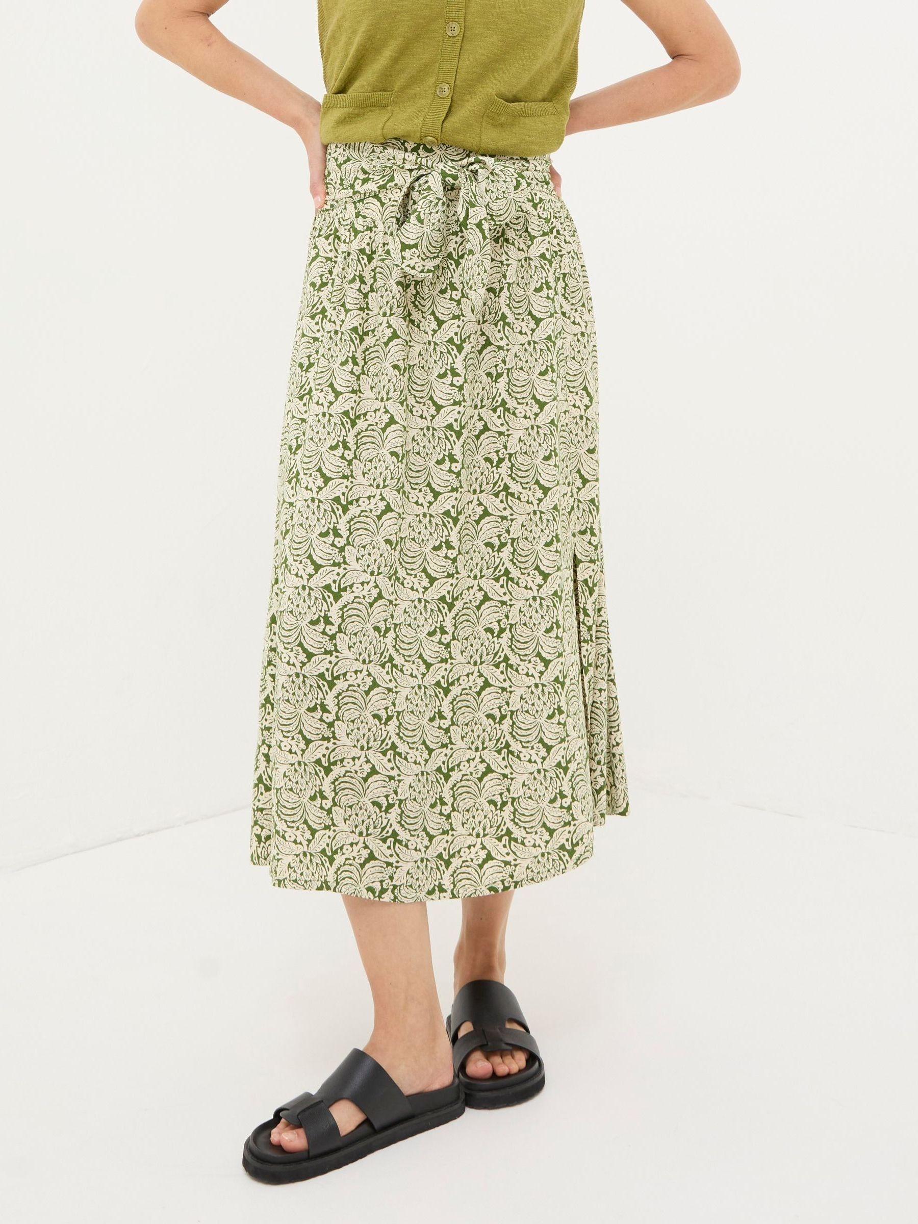 Sascha Green Damask Floral Midi Skirt - Image 3 of 6