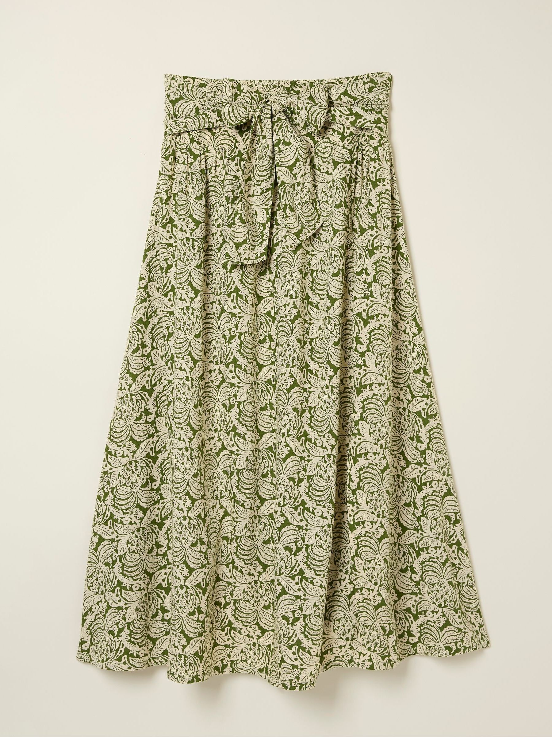 Sascha Green Damask Floral Midi Skirt - Image 6 of 6