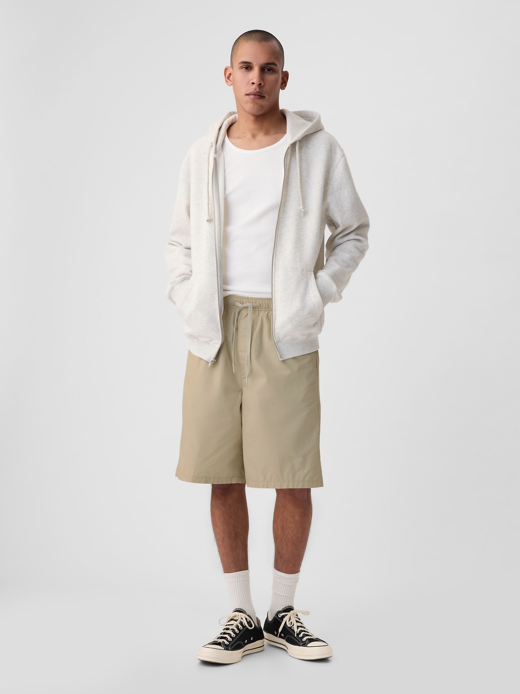 Beige Poplin Easy Pull On Shorts - Image 1 of 2