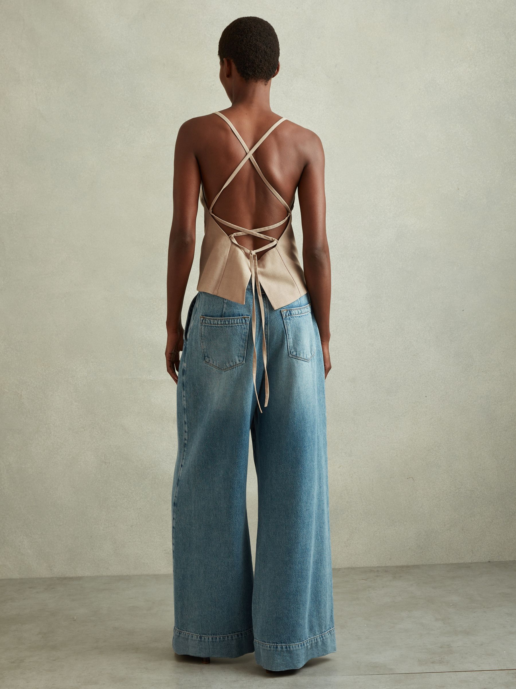 Wool Strappy Tie-Back Top in Neutral - Image 3 of 6