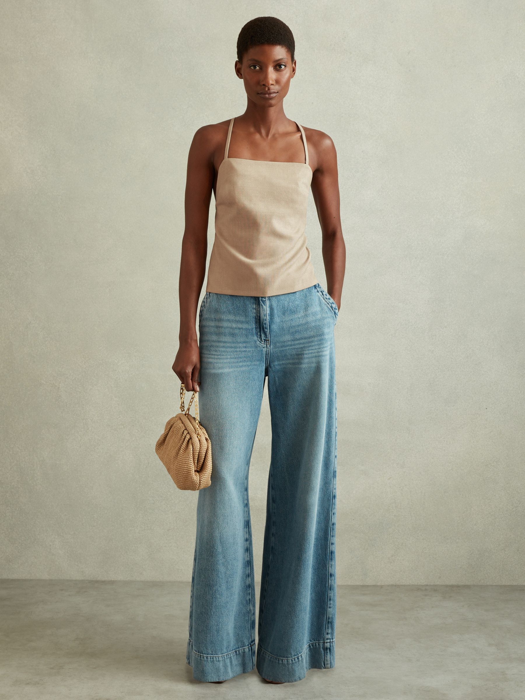Wool Strappy Tie-Back Top in Neutral - Image 4 of 6