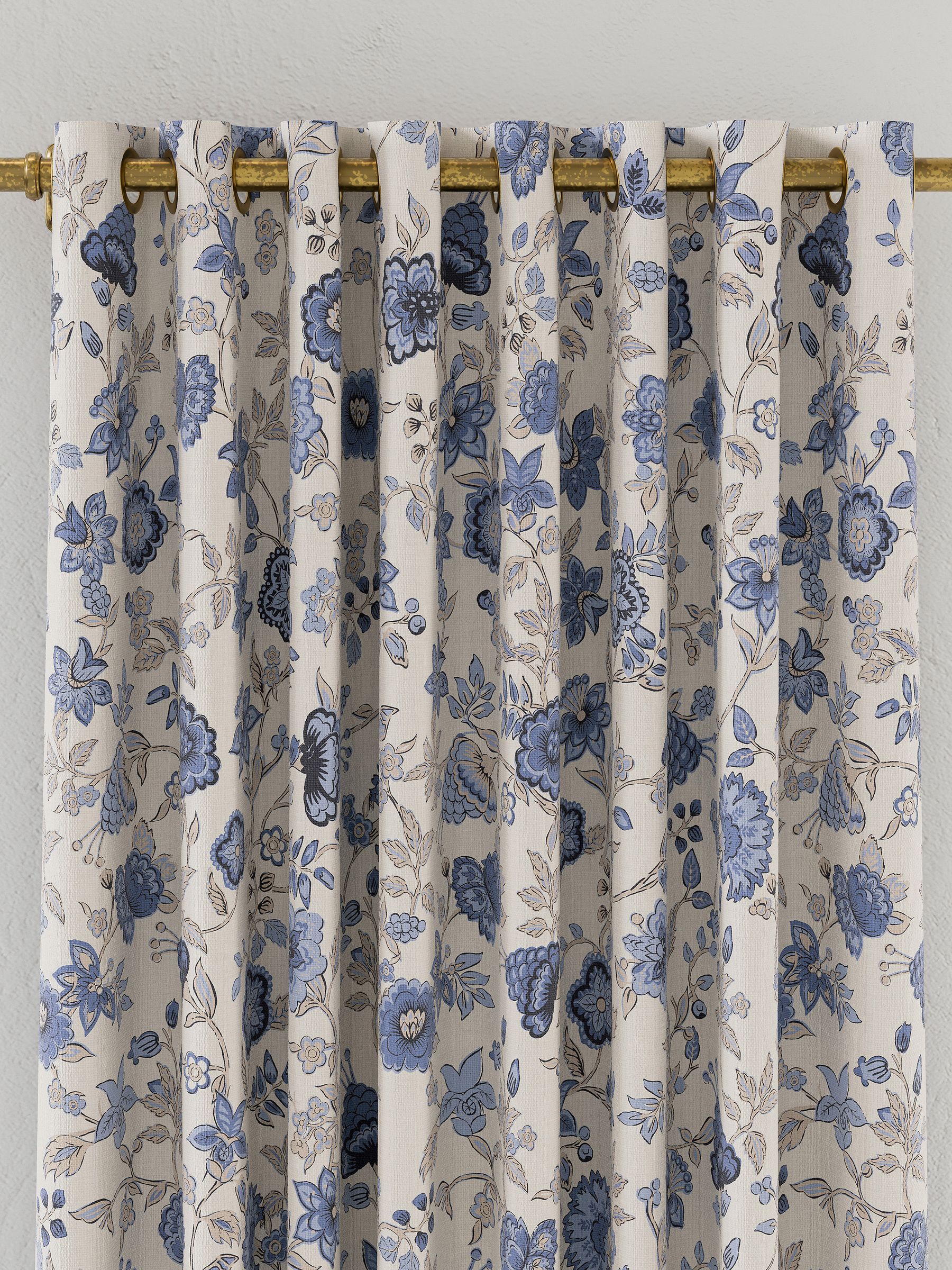 Blue Indienne Floral Blackout Eyelet Curtains - Image 2 of 2