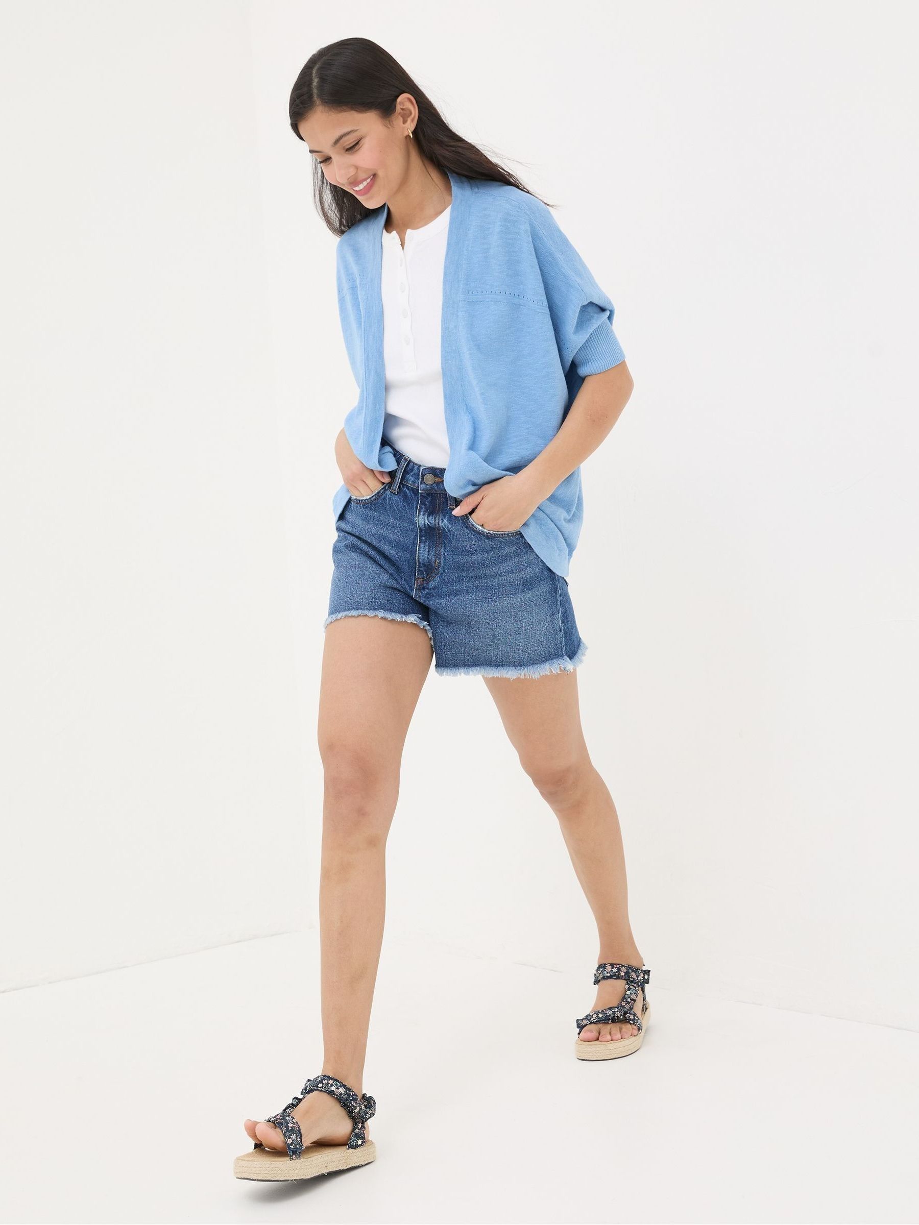 Iris Blue Cocoon Edge Cardigan - Image 2 of 5