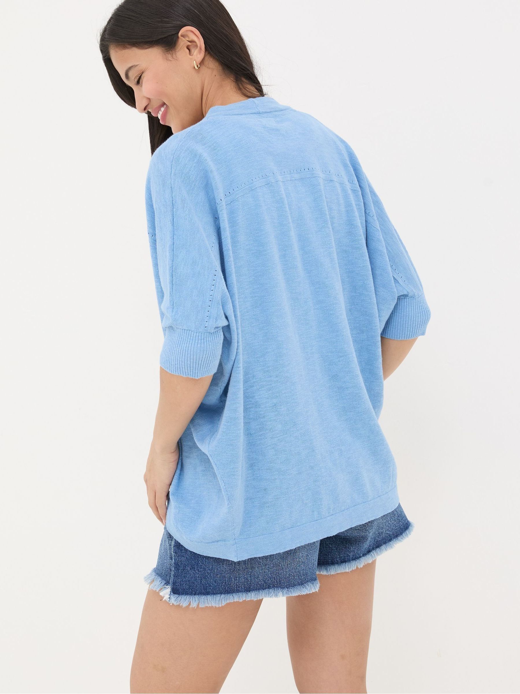 Iris Blue Cocoon Edge Cardigan - Image 3 of 5