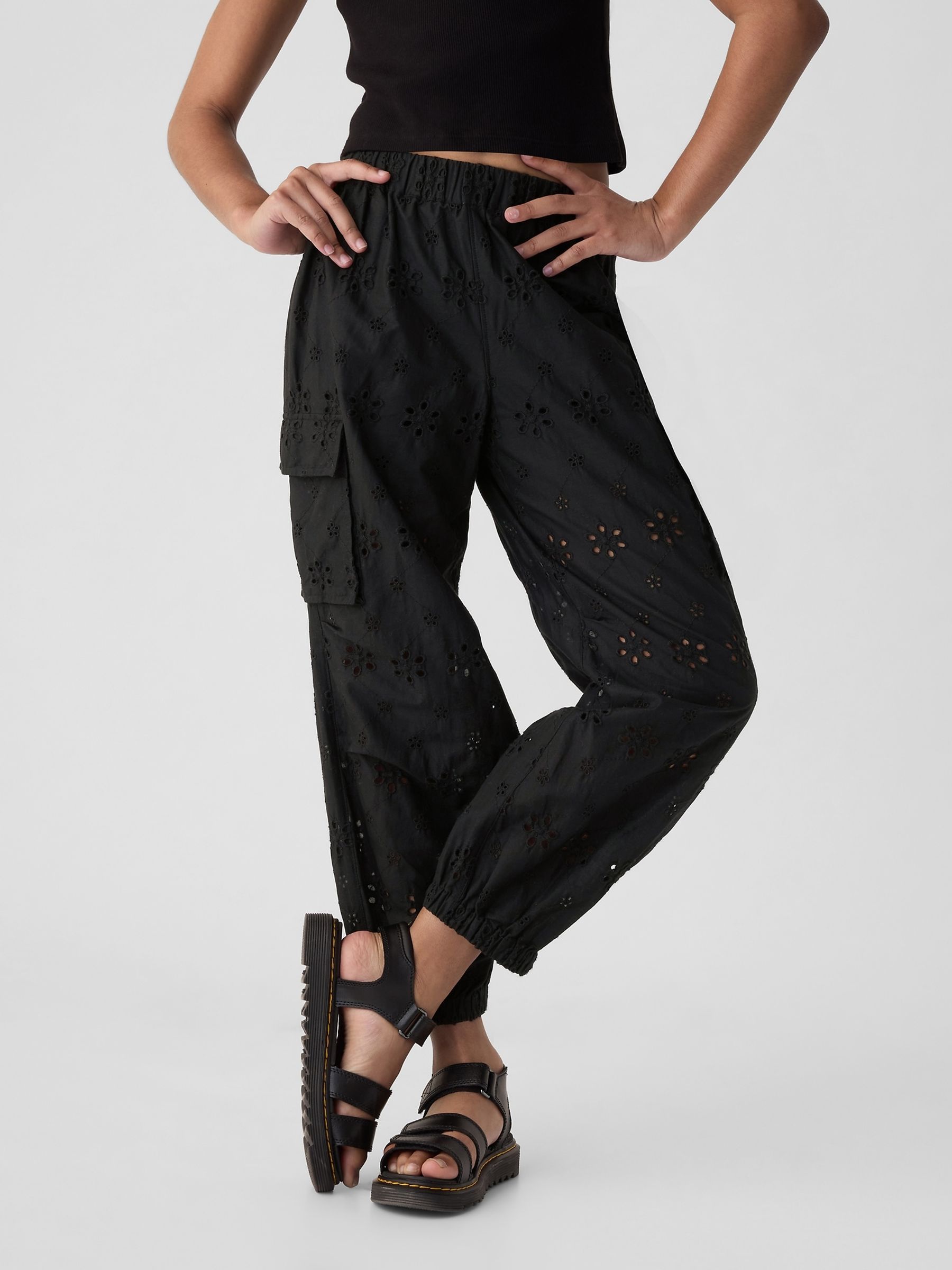 Black Pull On Cargo Parachute Trousers (4-13yrs) - Image 1 of 5