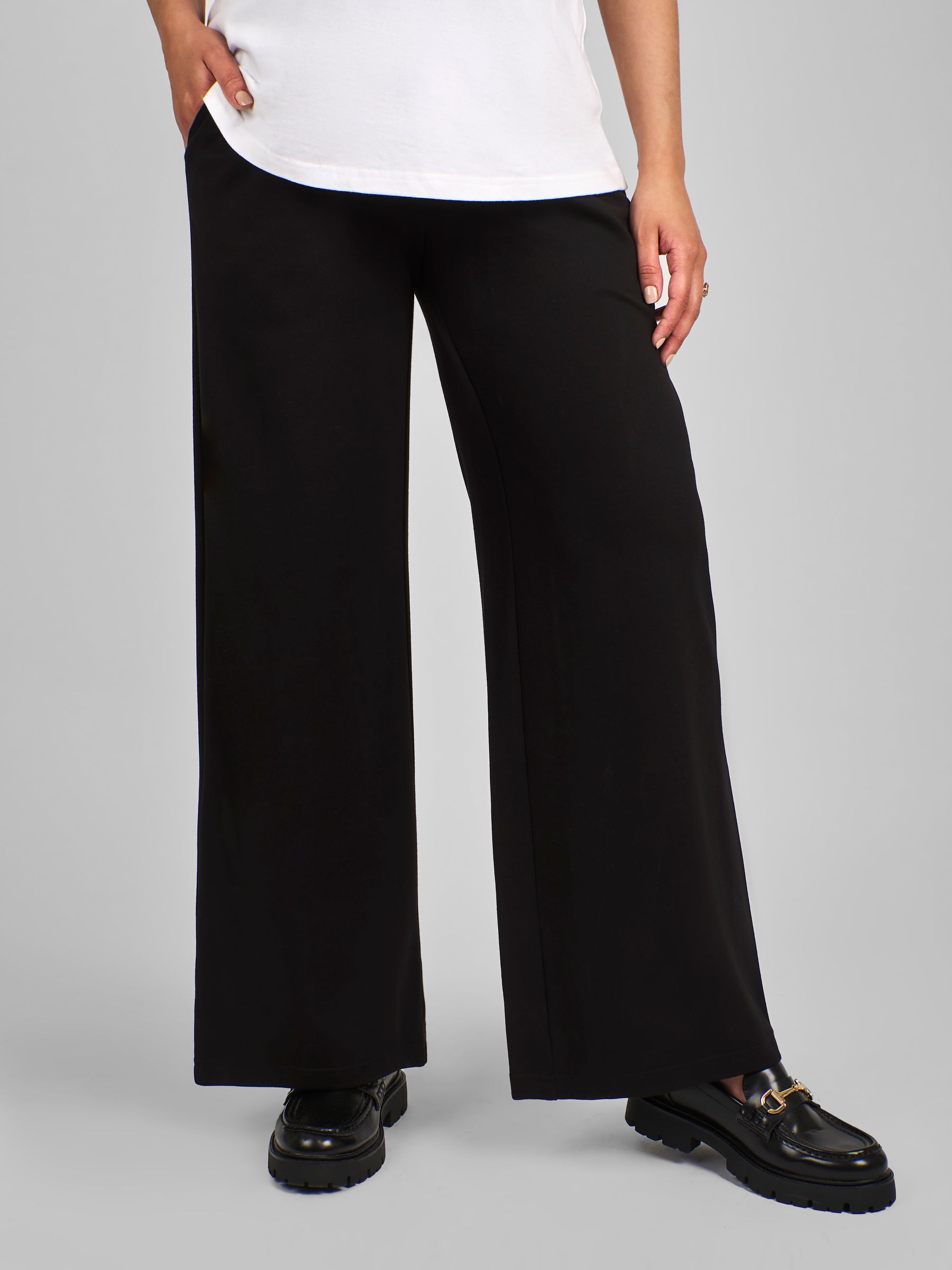Black Jersey Maternity Wide Leg Trousers - Image 1 of 4