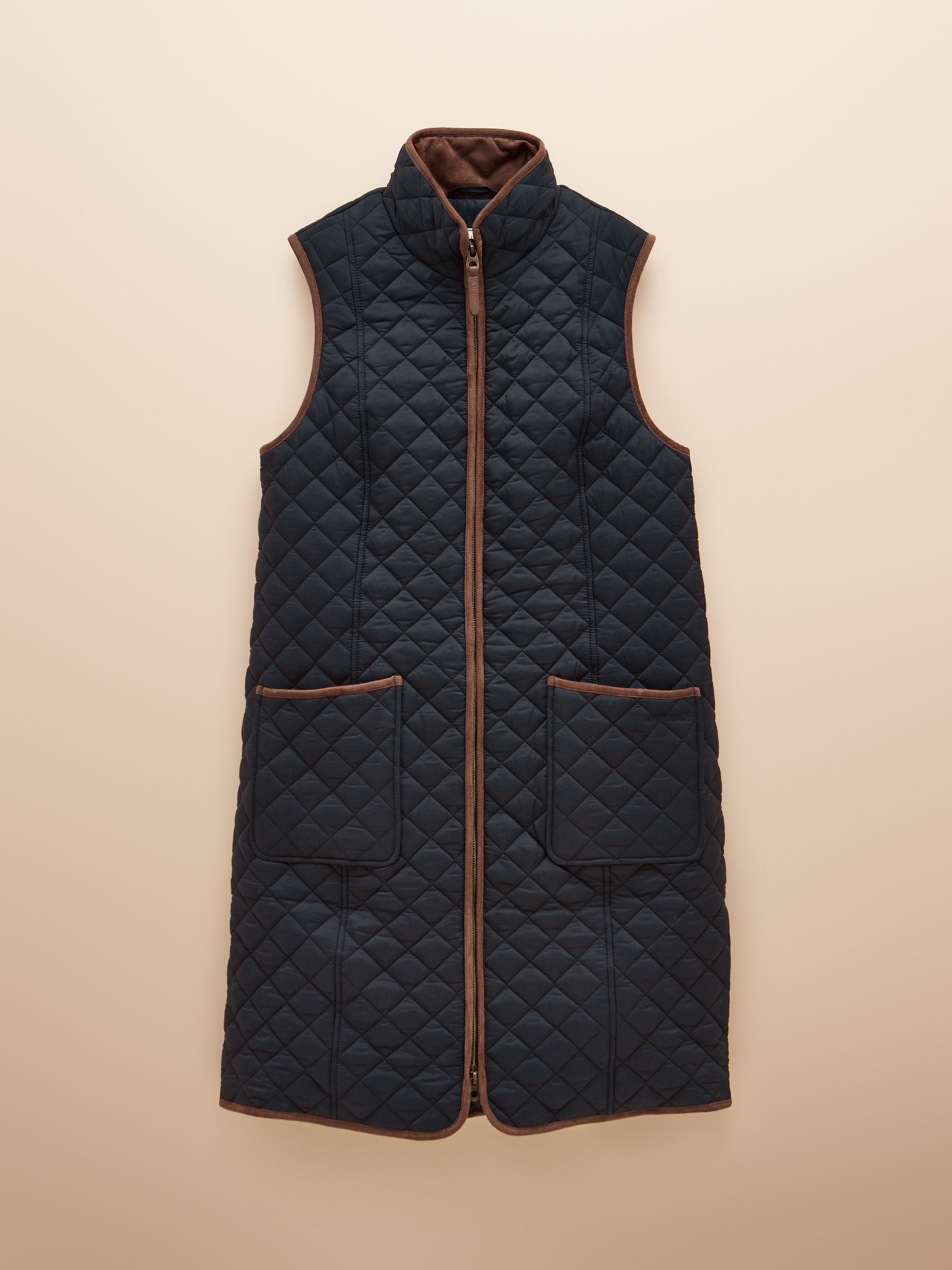 Sutton Navy Blue Showerproof Longline Diamond Quilted Gilet - Image 9 of 9