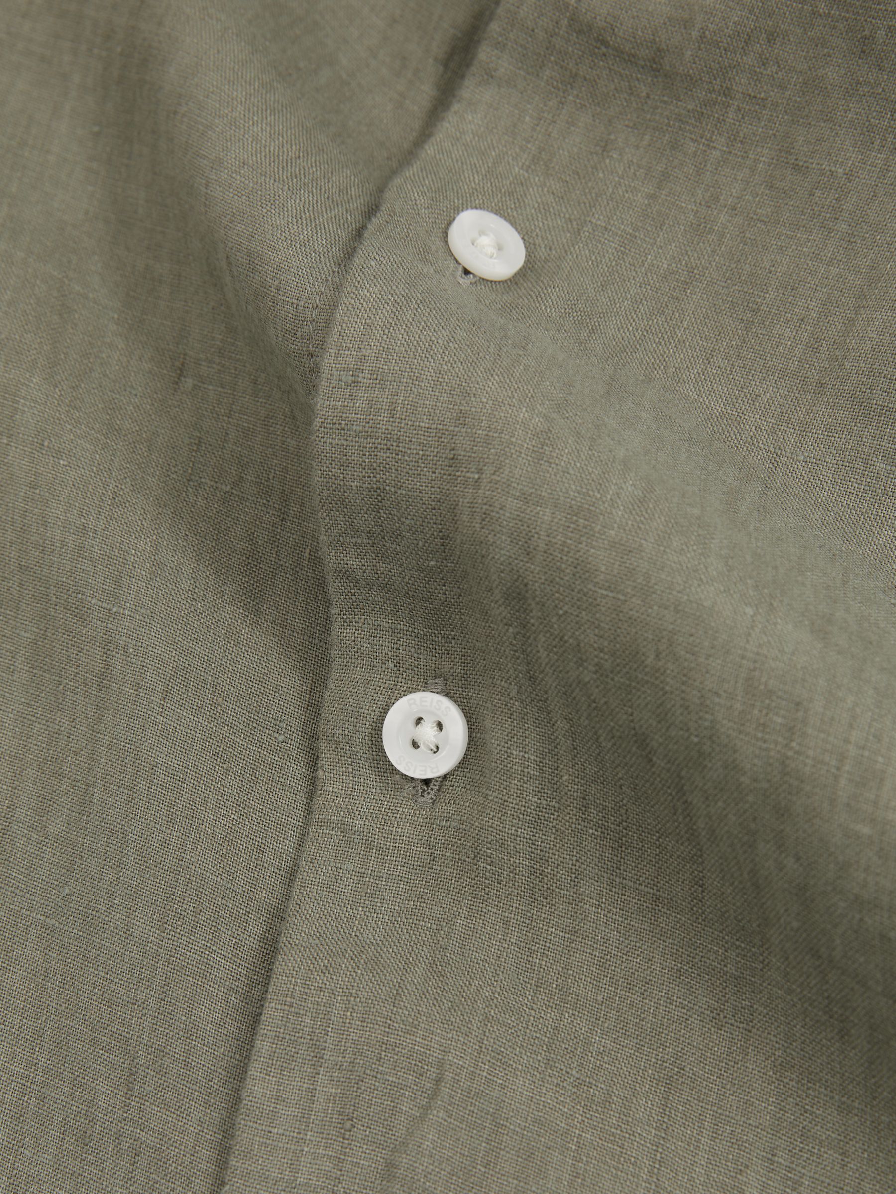 Slim Fit Linen Shirt in Pistachio - Image 4 of 5
