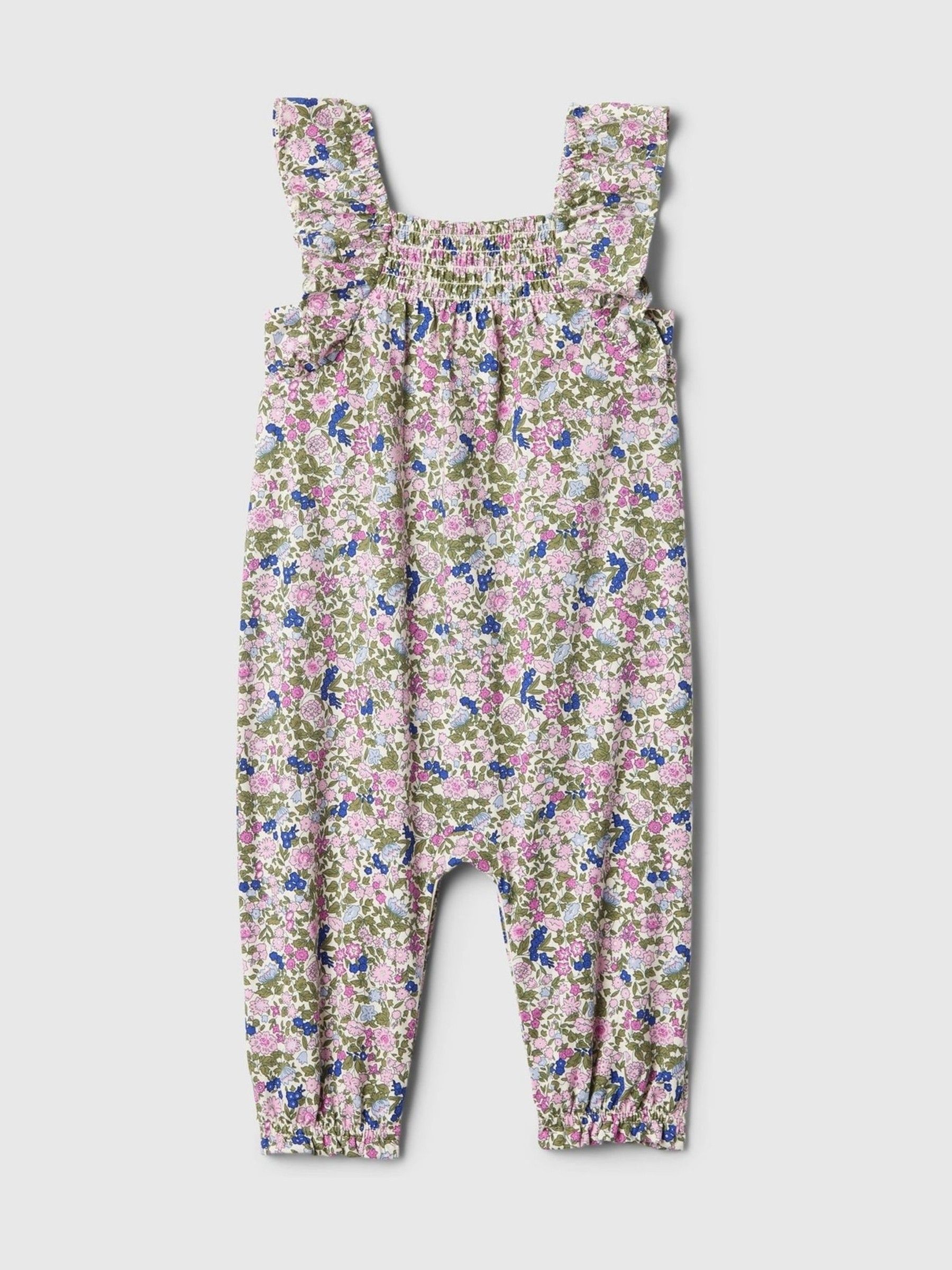 Pink Floral Smocked Floral Rompersuit (Newborn-24mths) - Image 1 of 1