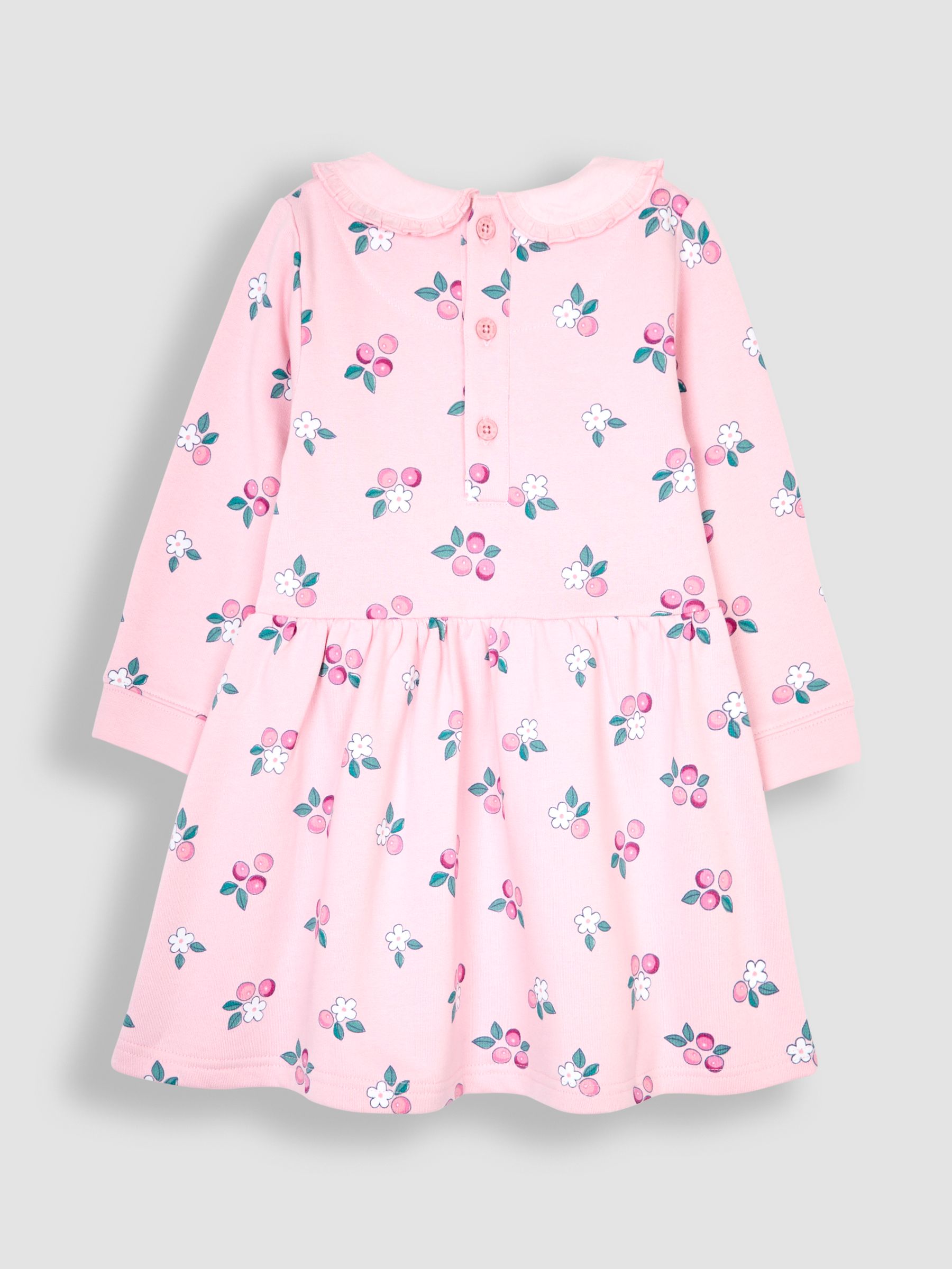 Pink Berry Floral Embroidered Sweat Dress With Collar - Image 2 of 3