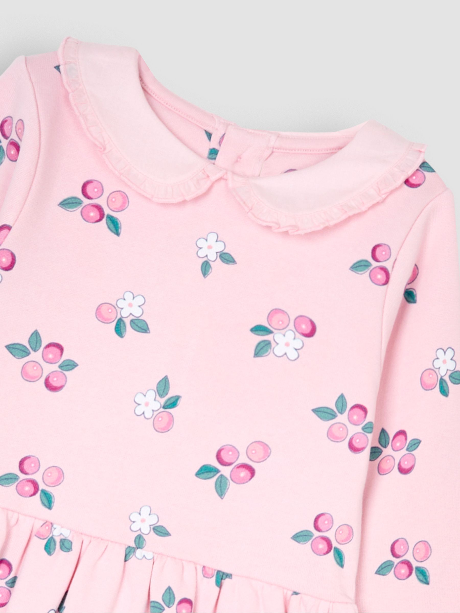 Pink Berry Floral Embroidered Sweat Dress With Collar - Image 3 of 3