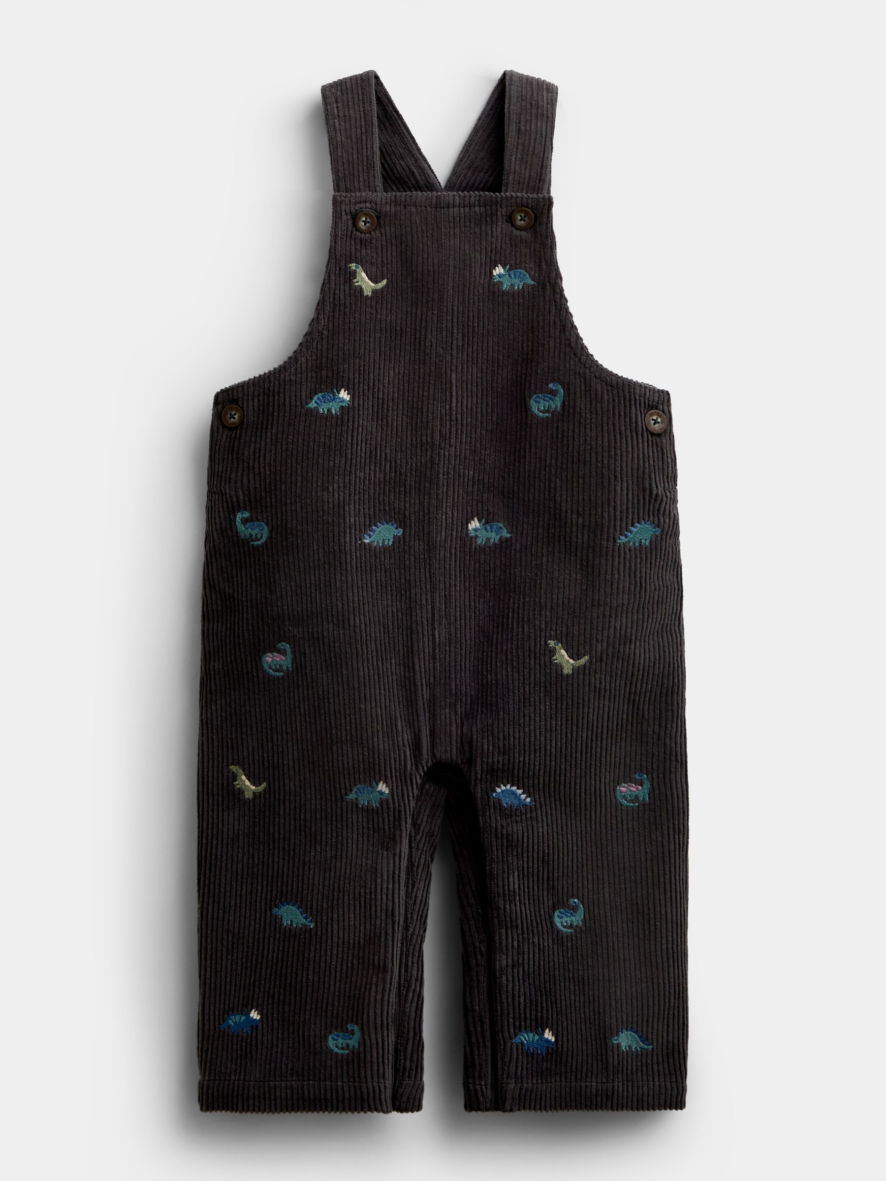 Charcoal Grey Dino Embroidered Dungaree & Top Set - Image 4 of 7