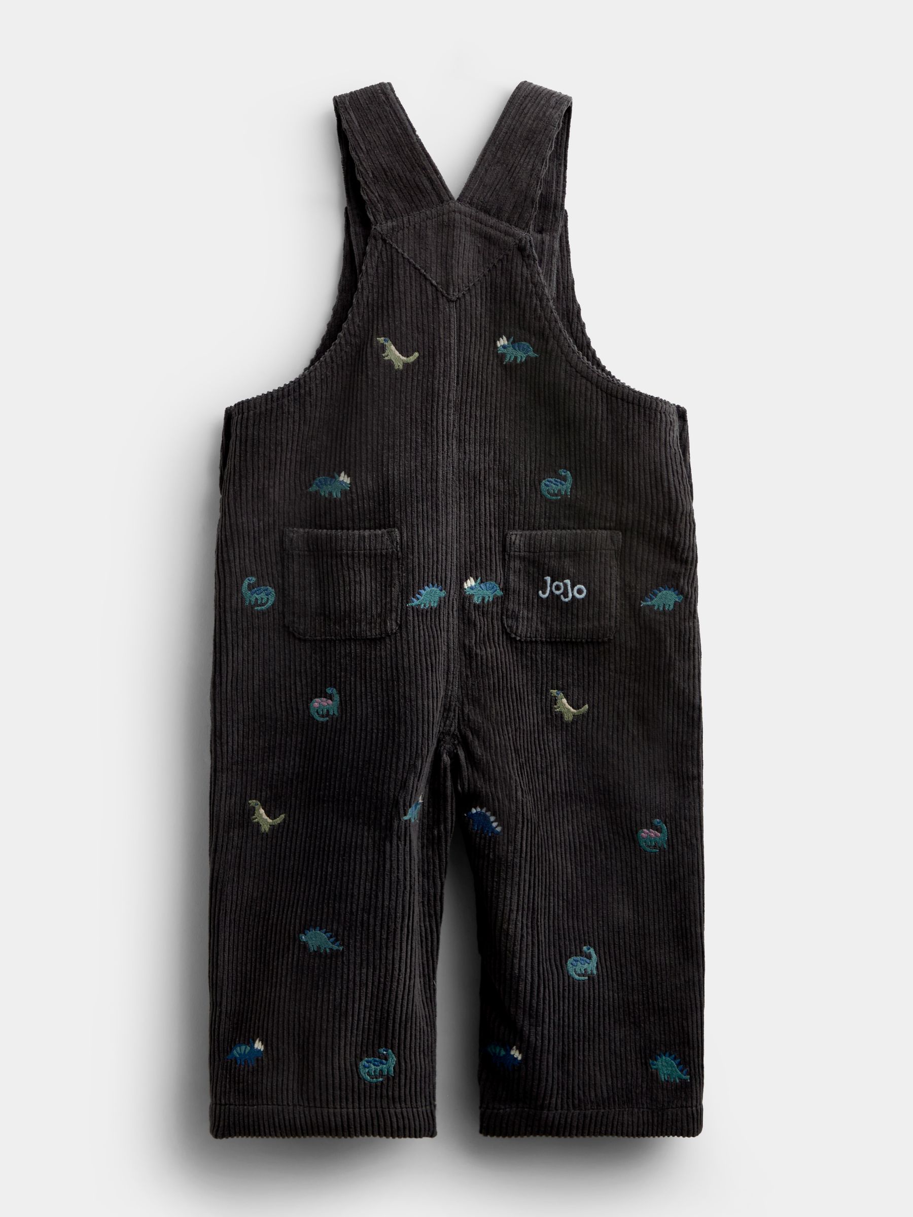 Charcoal Grey Dino Embroidered Dungaree & Top Set - Image 5 of 7