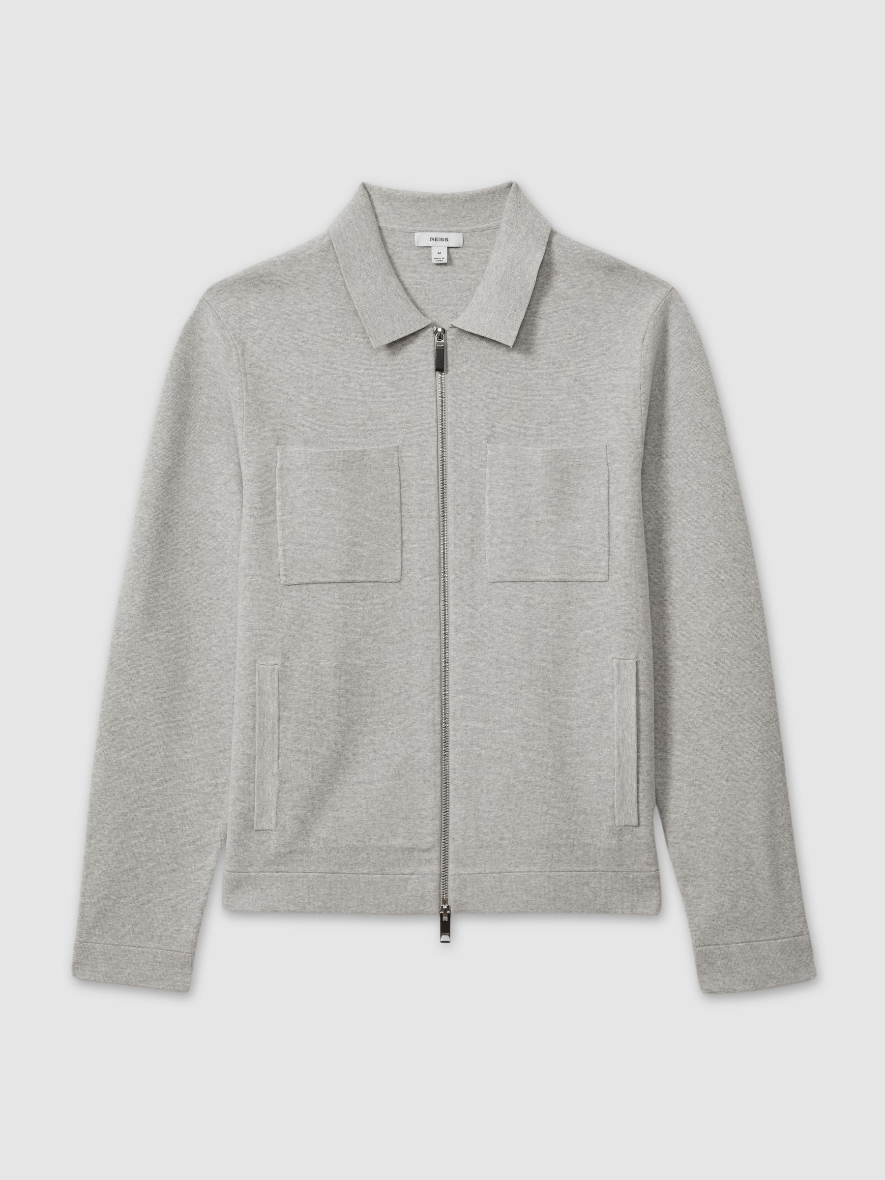 Knitted Zip-Through Jacket in Soft Grey Melange - Image 2 of 5