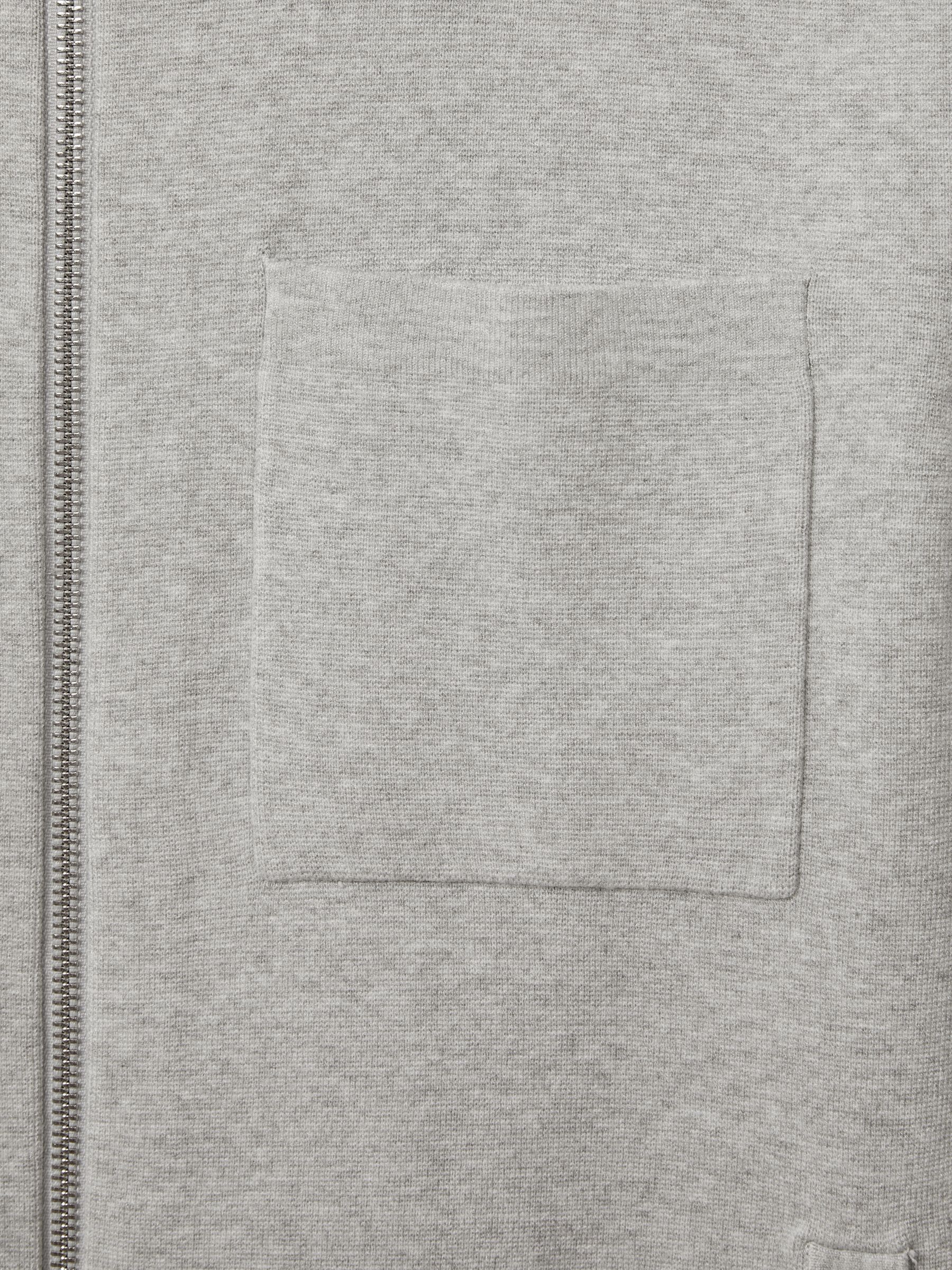 Reiss Knitted Zip-Through Jacket in Soft Grey Melange | REISS