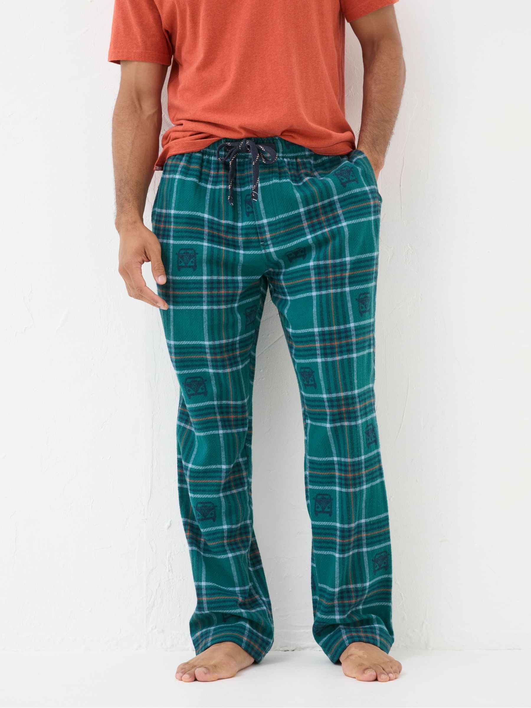 Lounge Pants Check Pyjama Bottoms Teal Blue VW Check Pyjama