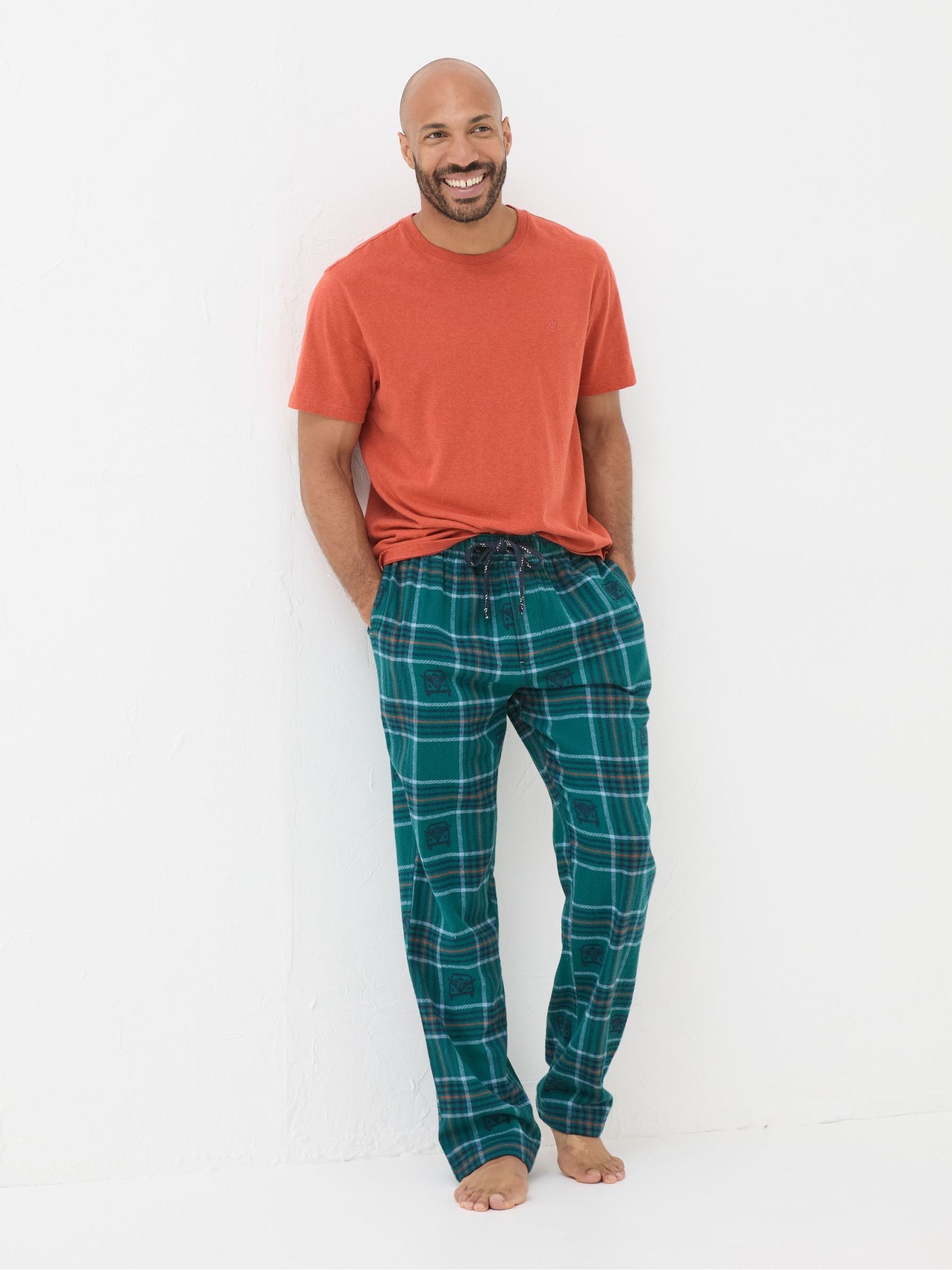 Teal Blue VW Check Pyjama Bottoms - Image 3 of 5