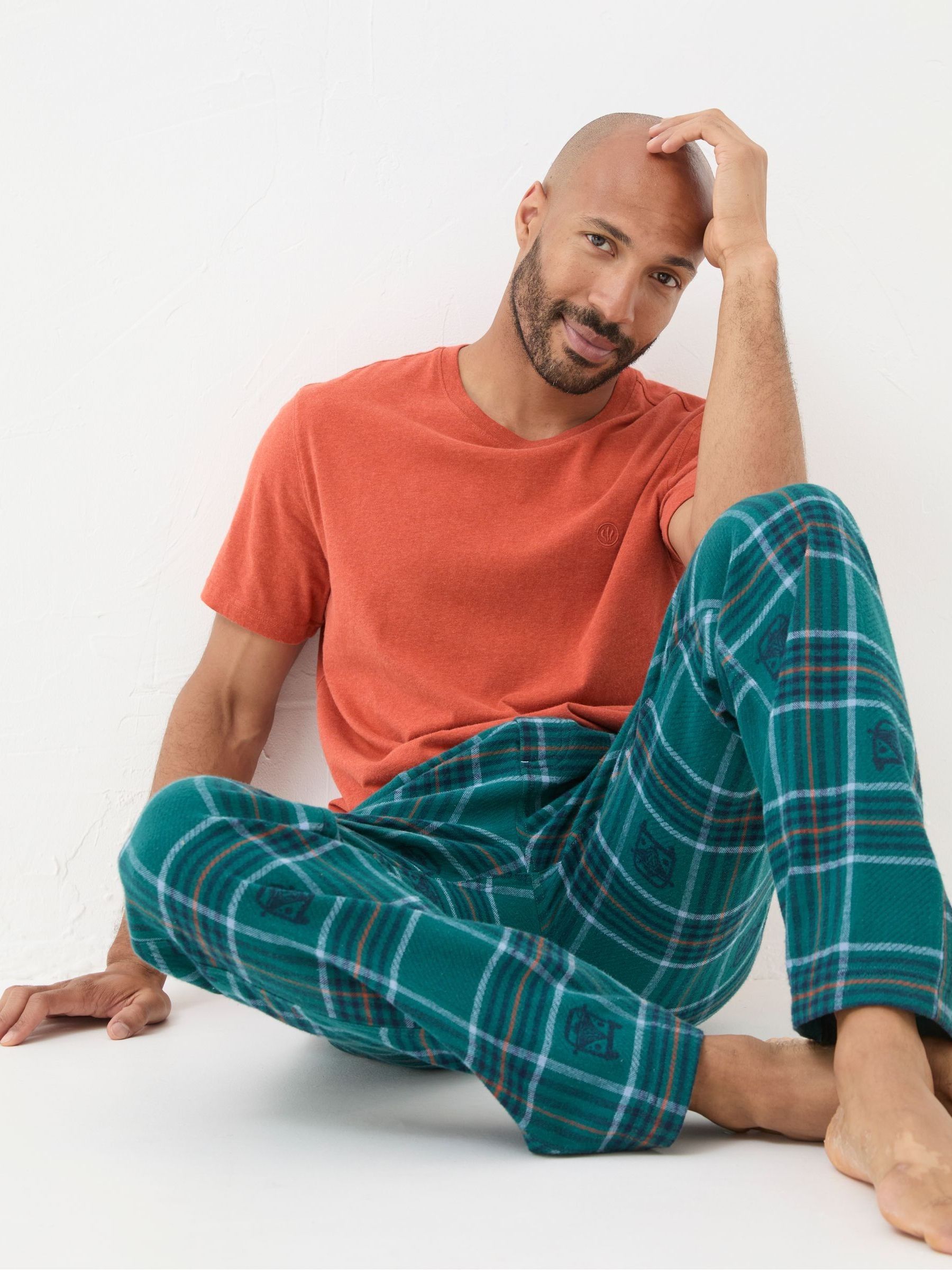 Teal Blue VW Check Pyjama Bottoms - Image 4 of 5