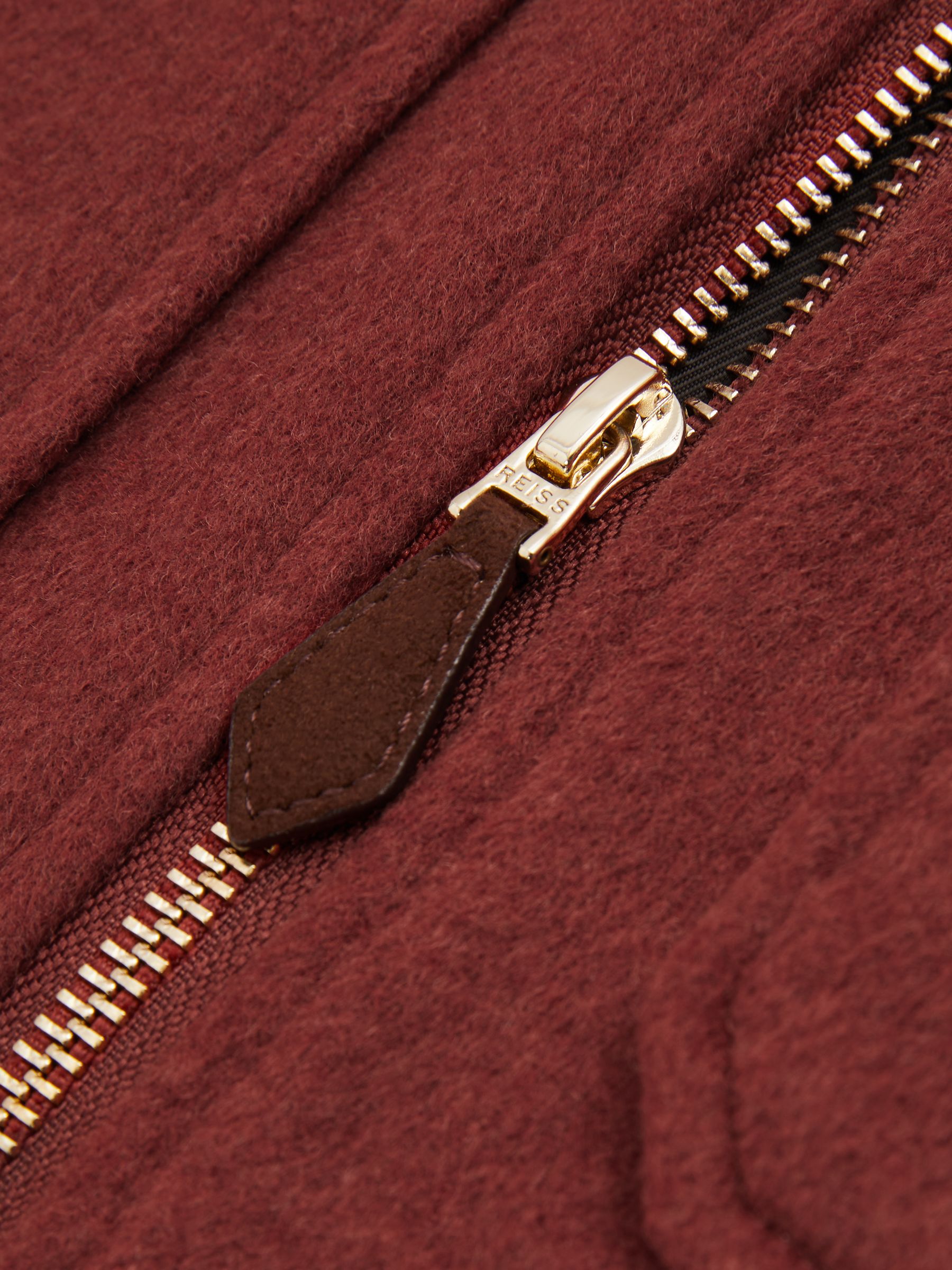 Zip-Through Trucker Jacket with Wool in Rust Red - Image 5 of 5