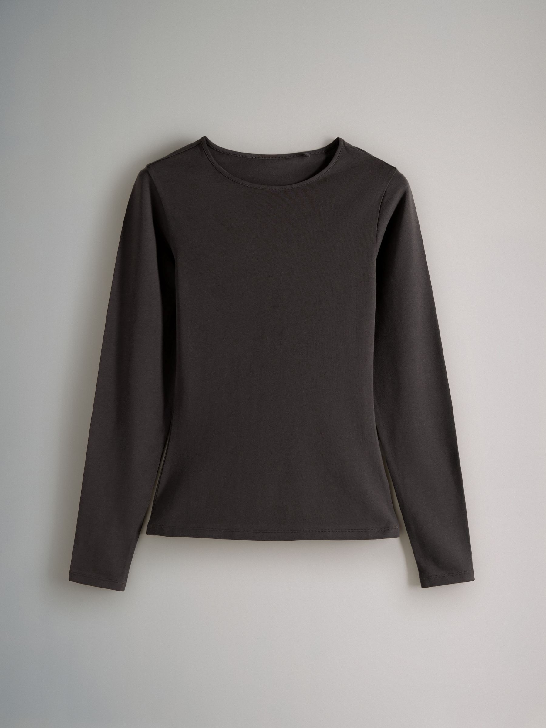 Black/Brown/Nude/White - 5 Pack Long Sleeve Crew Neck T-Shirts - Image 4 of 8