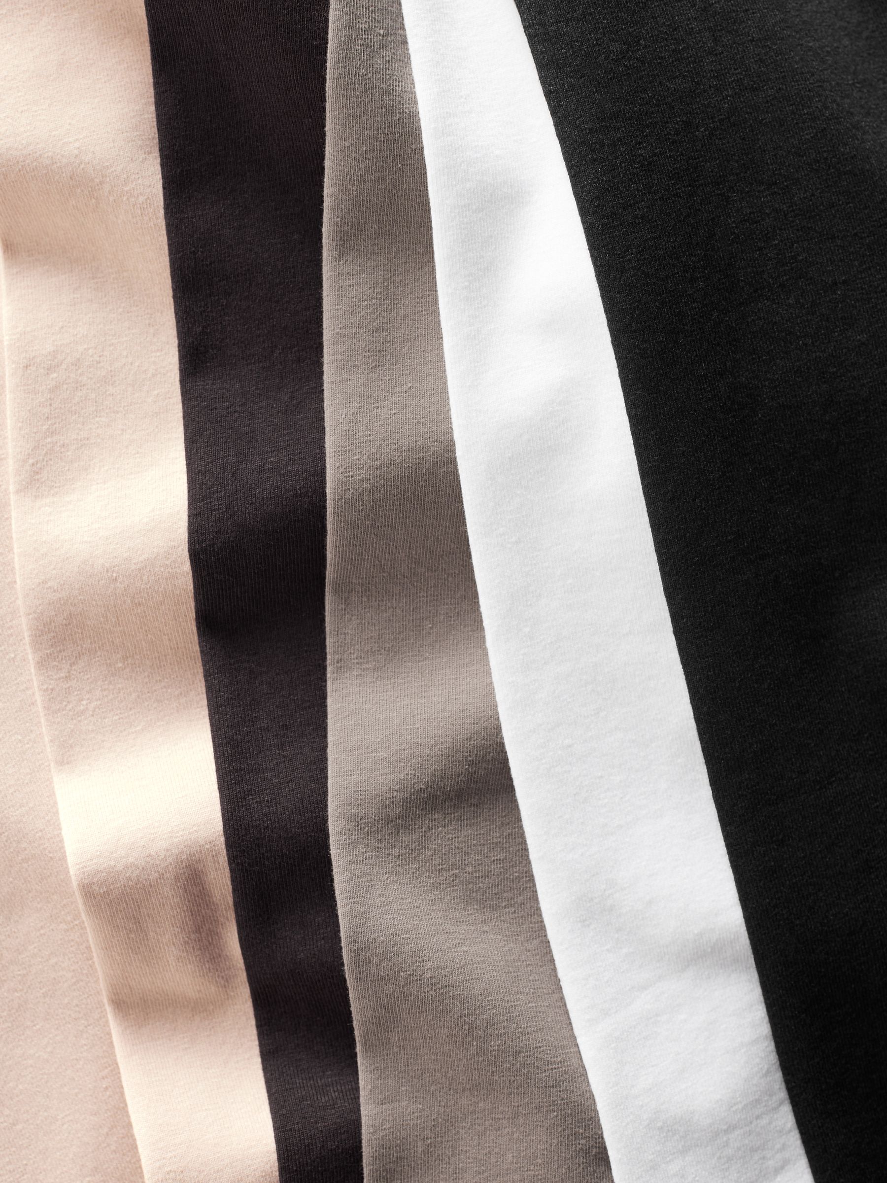 Black/Brown/Nude/White - 5 Pack Long Sleeve Crew Neck T-Shirts - Image 8 of 8