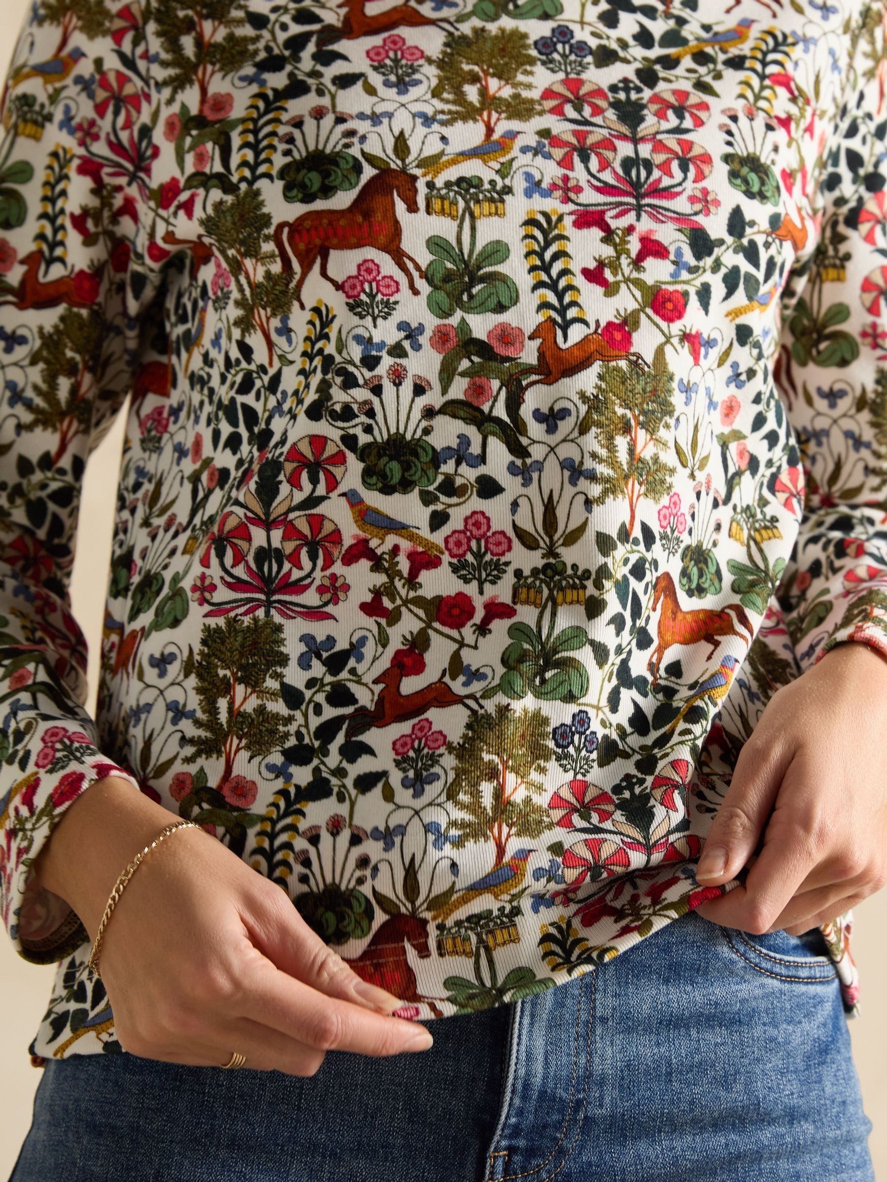 Harbour Forest Print Boat Neck Printed Top - Image 4 of 6