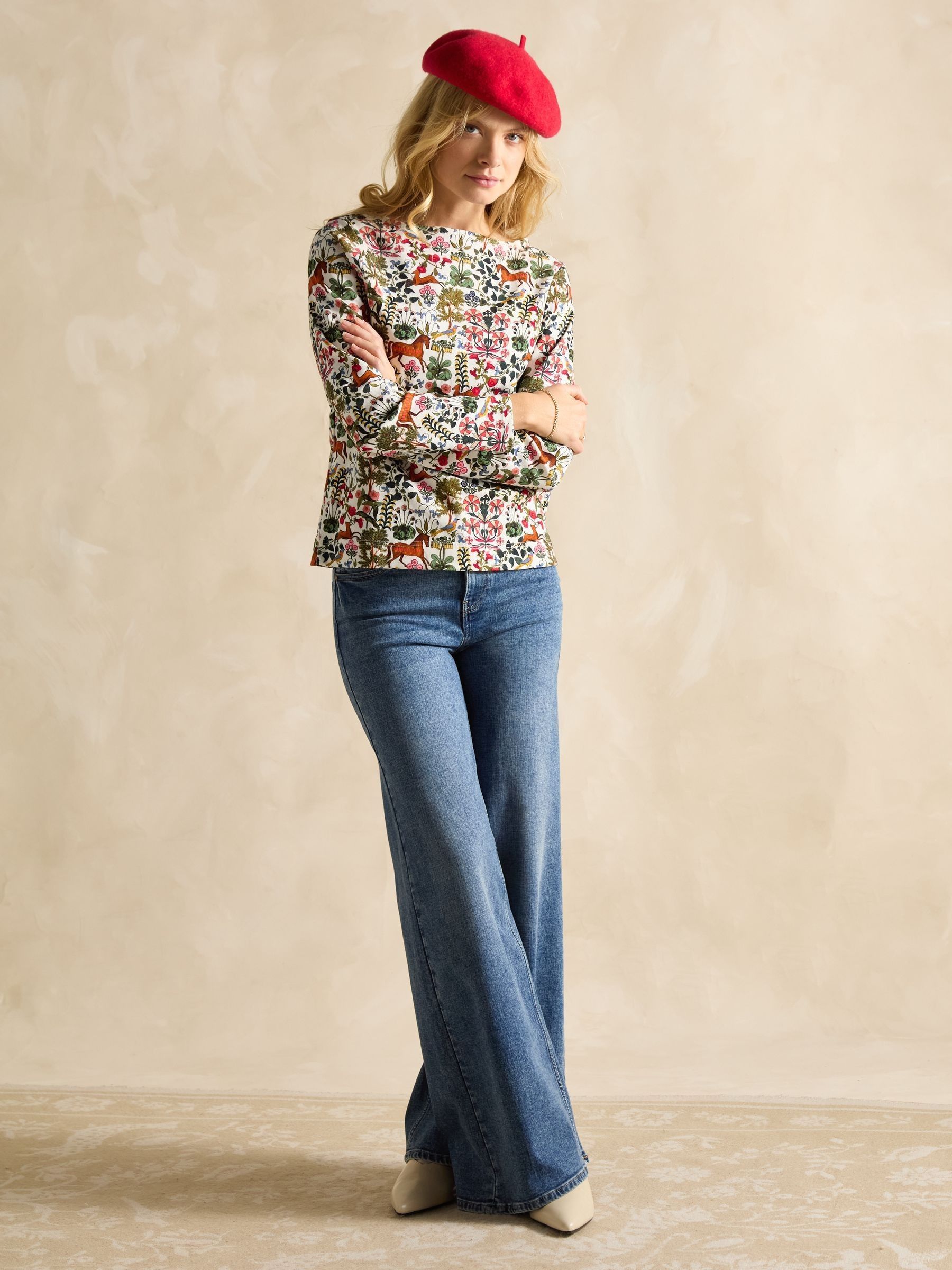 Harbour Forest Print Boat Neck Printed Top - Image 5 of 6