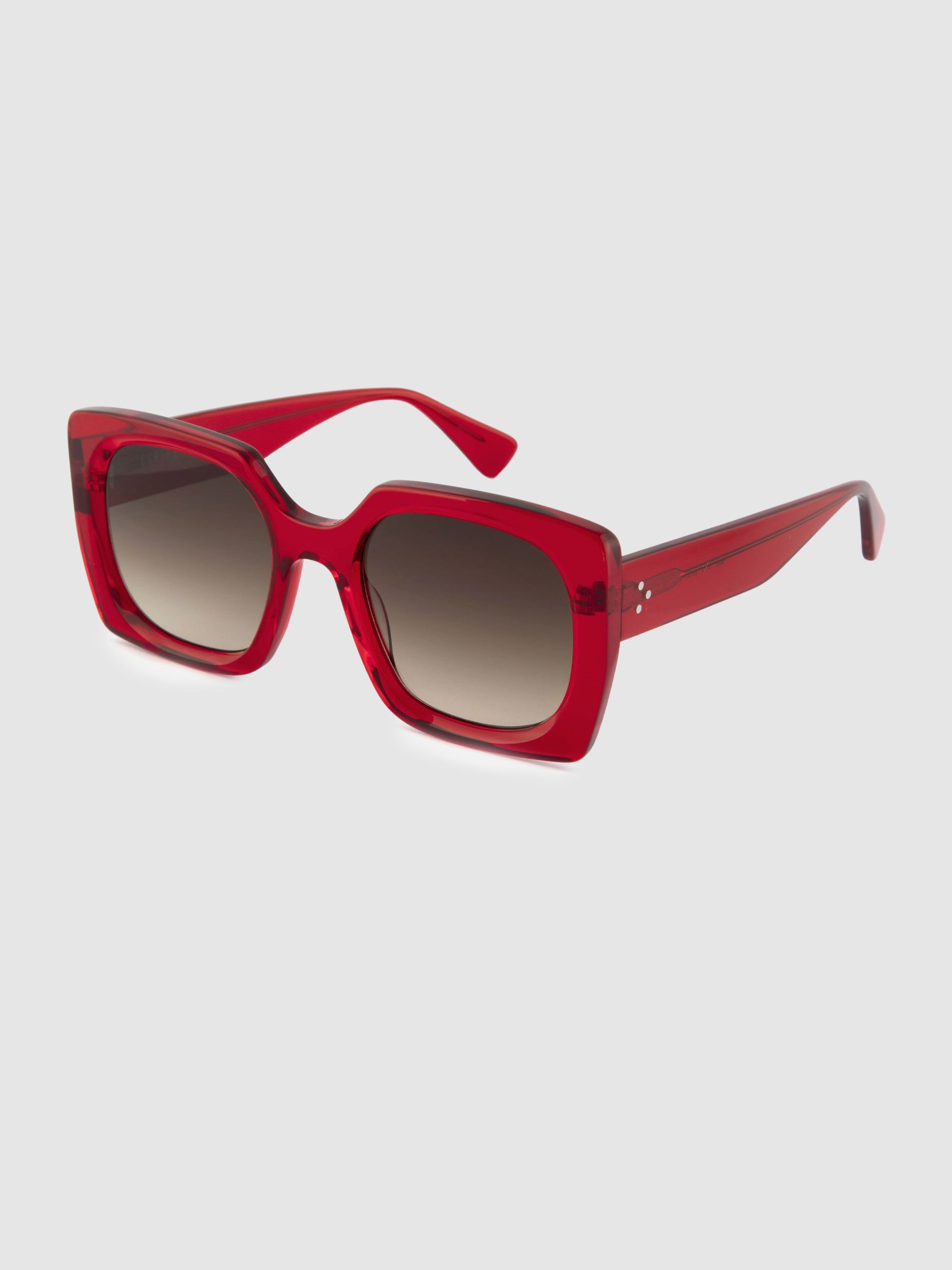 Curry and Paxton Oversized Rectangle Sunglasses in Red - Image 2 of 4