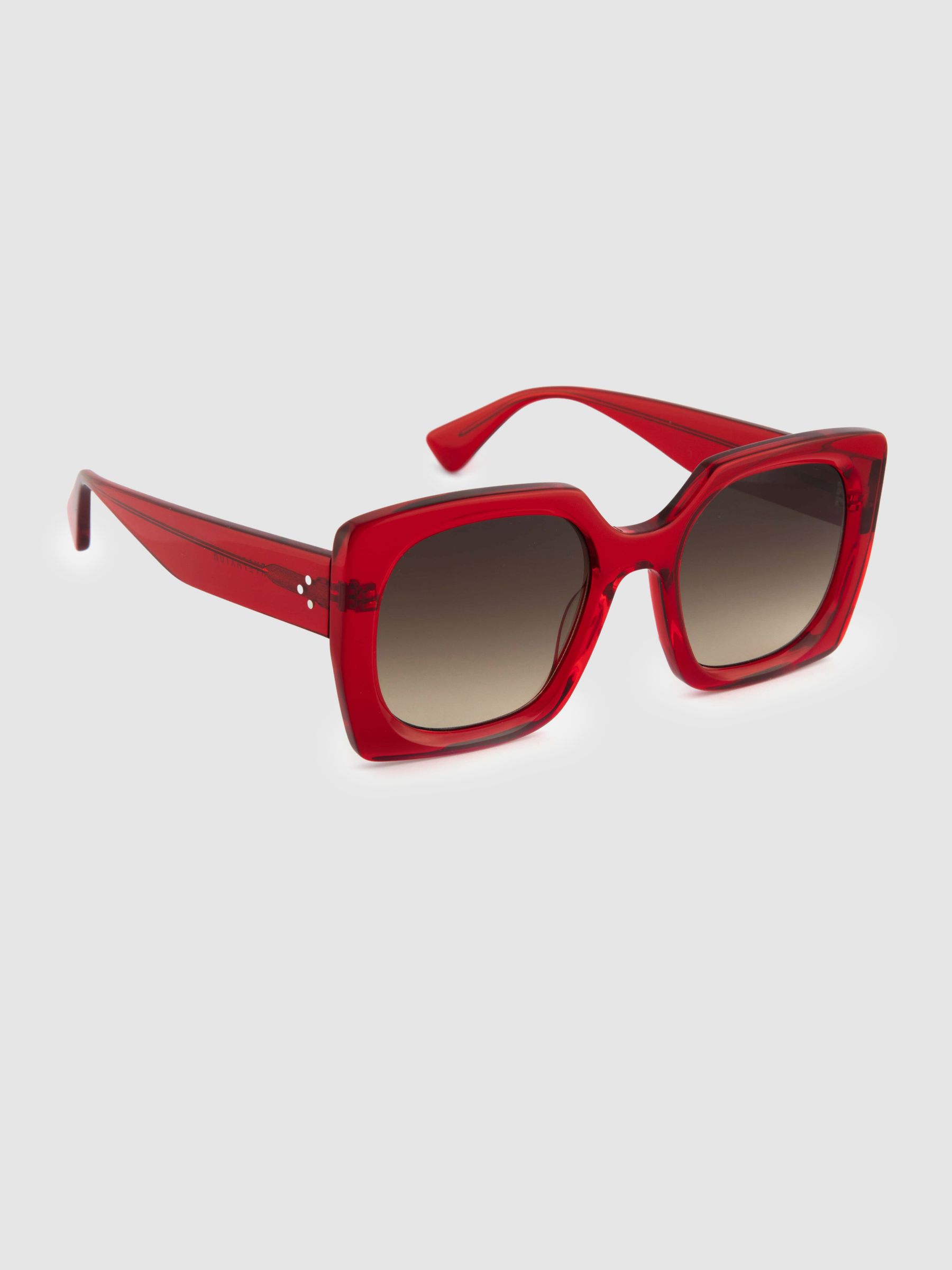 Curry and Paxton Oversized Rectangle Sunglasses in Red - Image 3 of 4