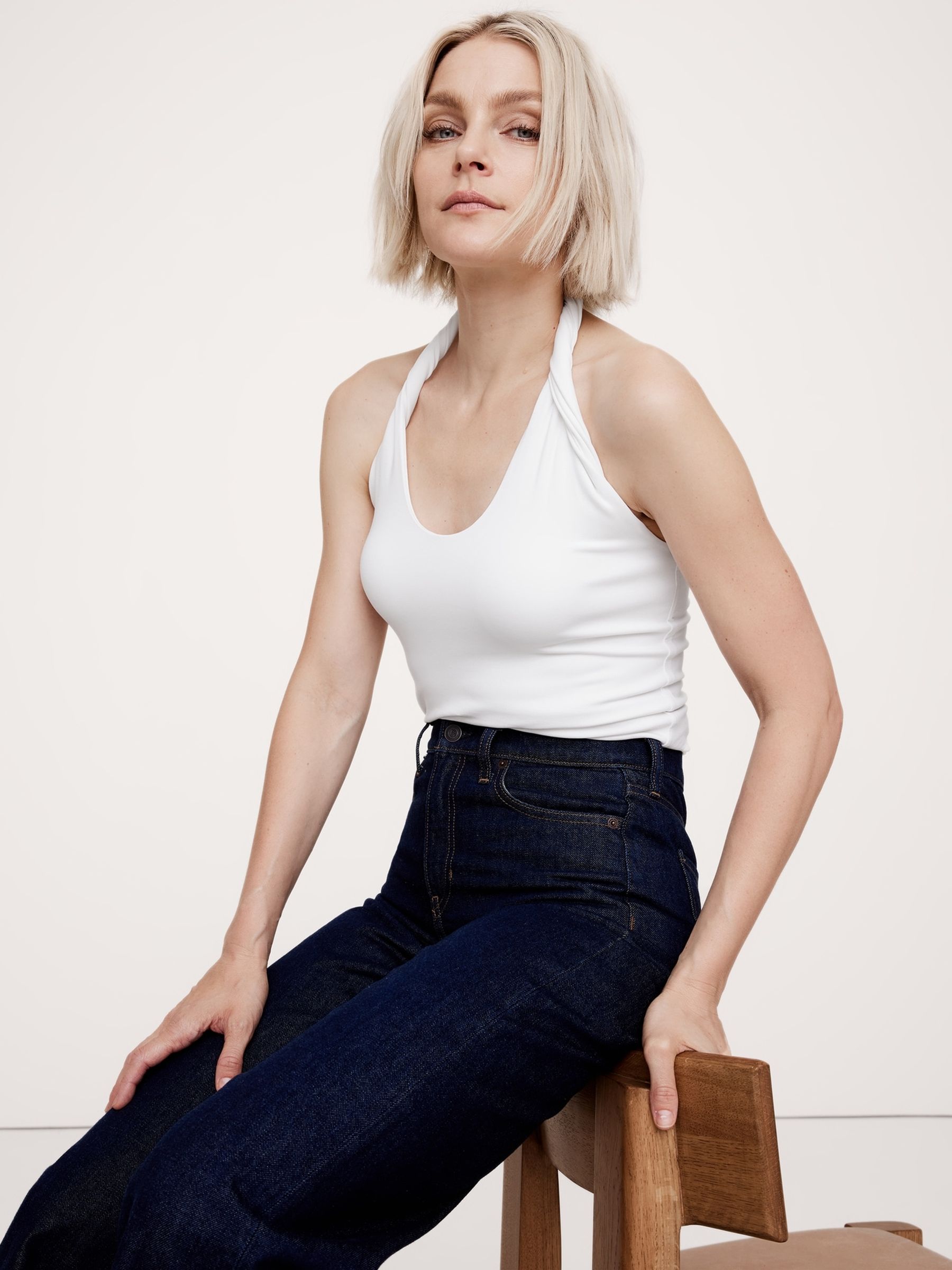 Banana Republic White Twisted Halter Top - Image 1 of 1