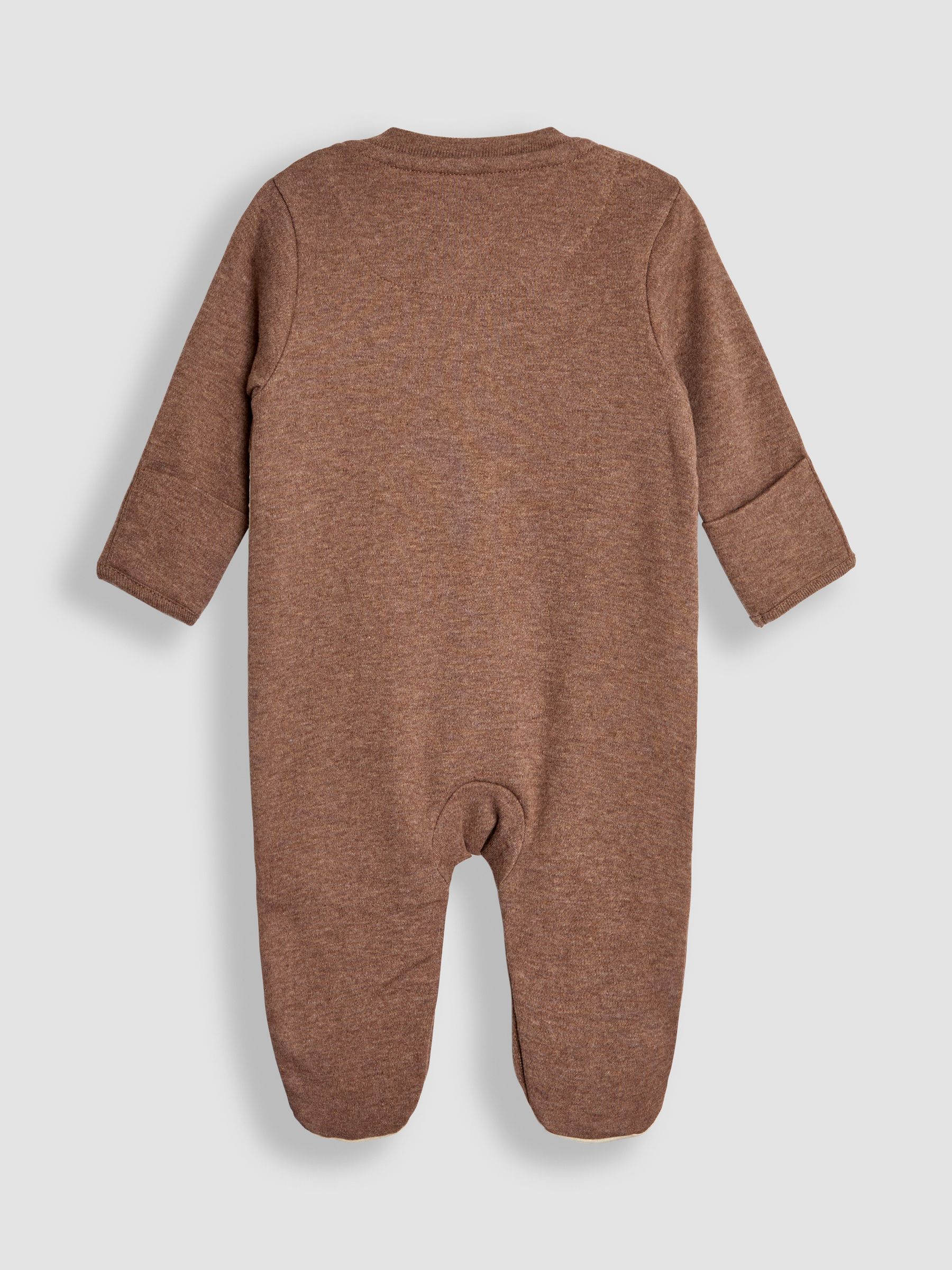 Brown Cotton Woodland Friends Appliqué Sleepsuit - Image 5 of 6