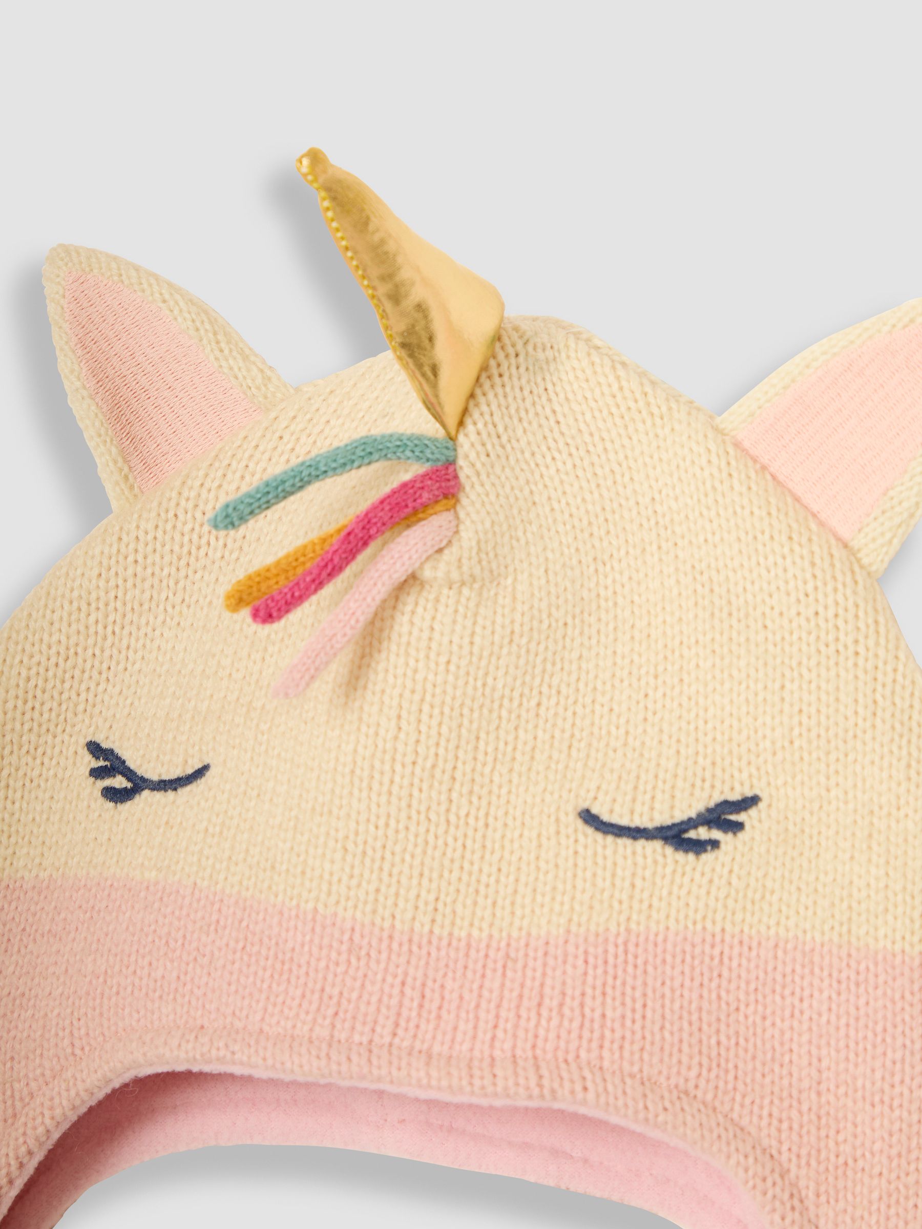 Cream Unicorn Pom Pom Hat - Image 3 of 3