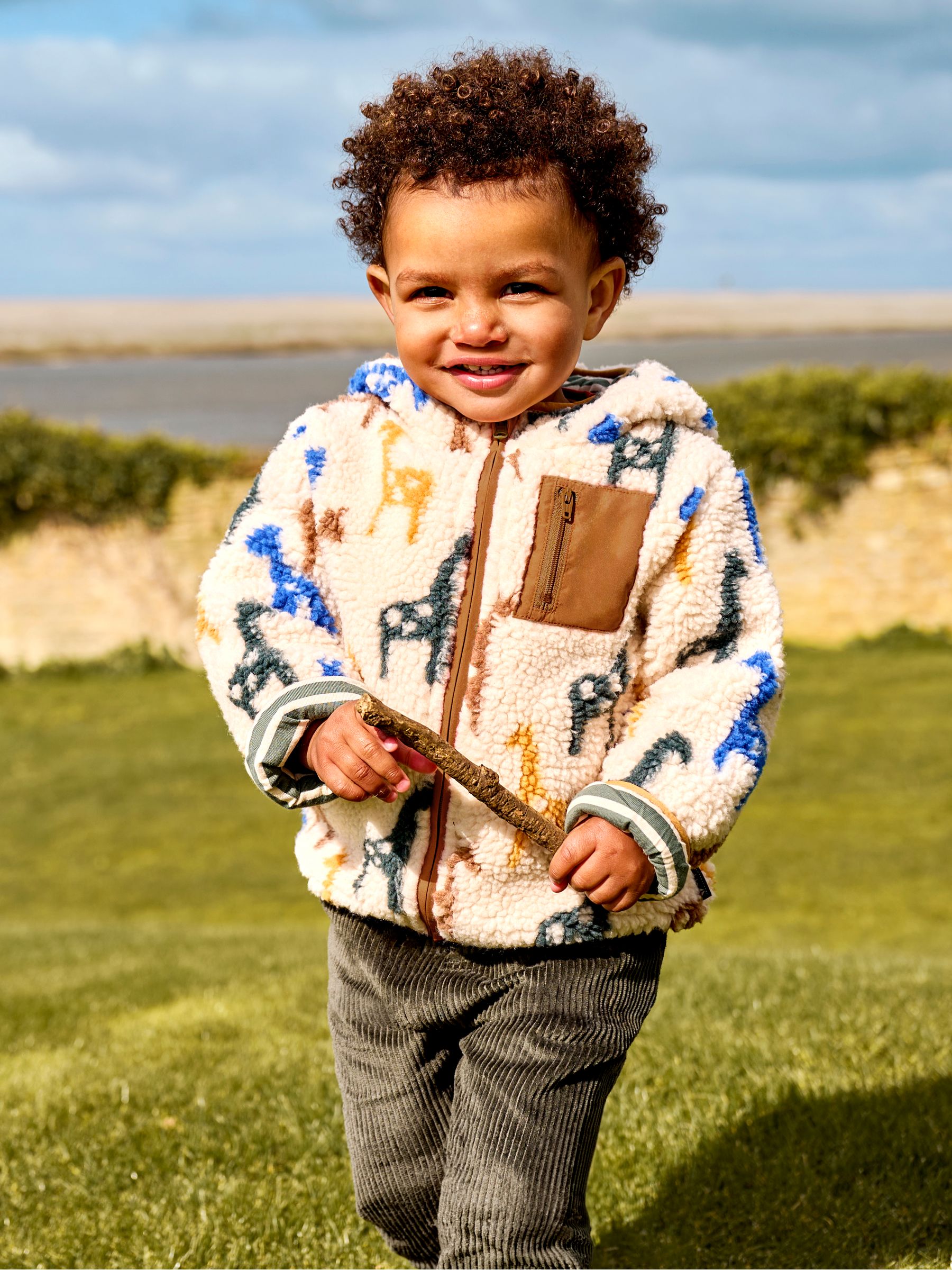Natural Giraffe Printed Fleece - Image 1 of 10