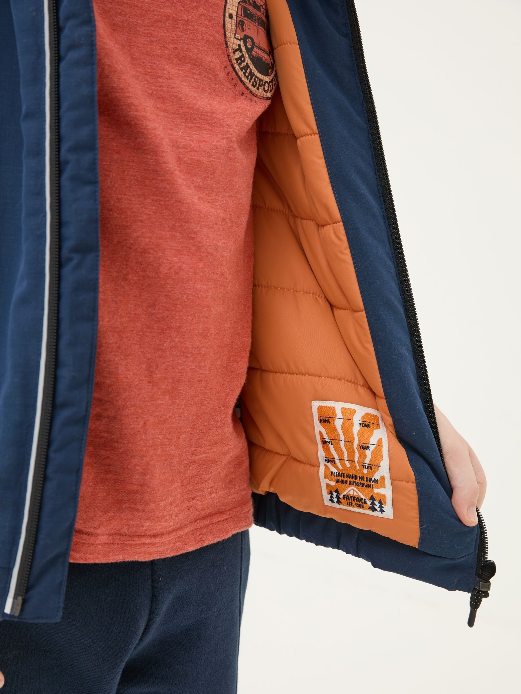 Archie Navy Blue Hooded Padded Jacket - Image 3 of 5
