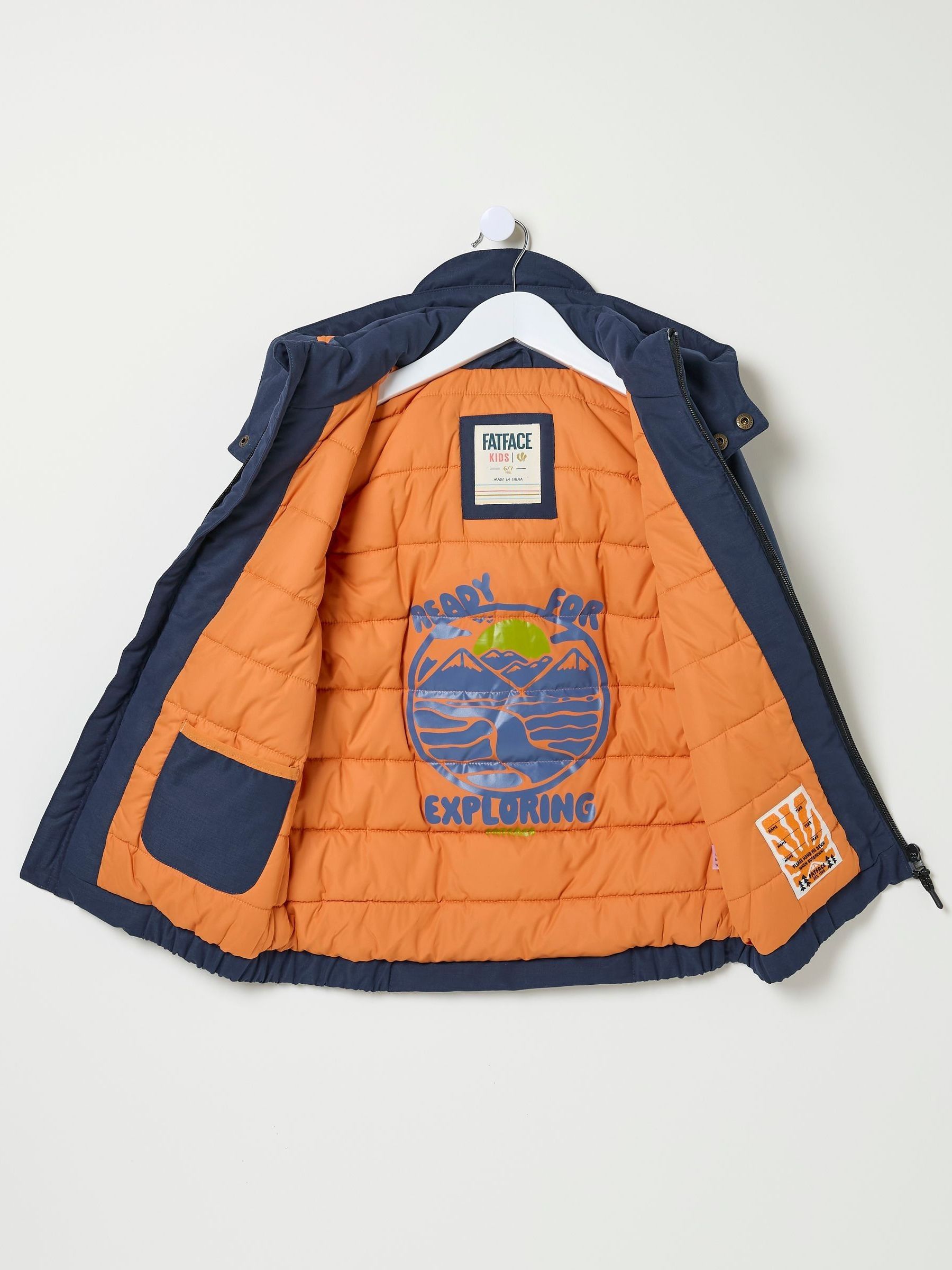 Archie Navy Blue Hooded Padded Jacket - Image 5 of 5