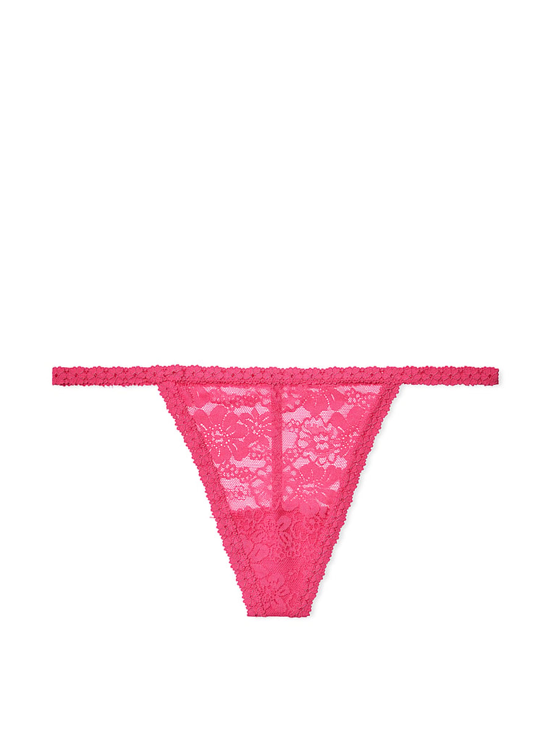Pink Rose G String Floral Lace Knickers - Image 3 of 3