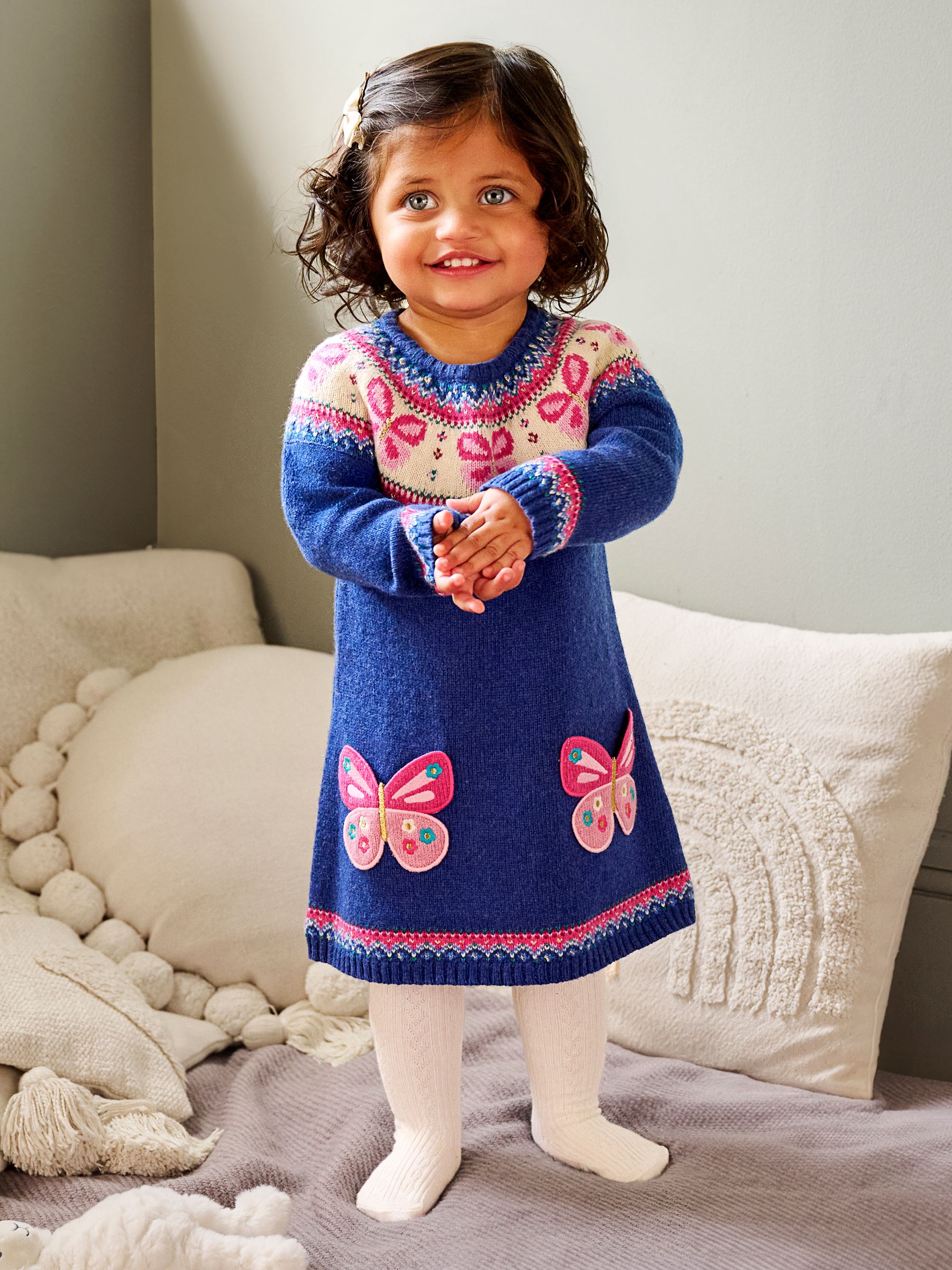 Denim Blue Butterfly Knitted Dress - Image 4 of 5