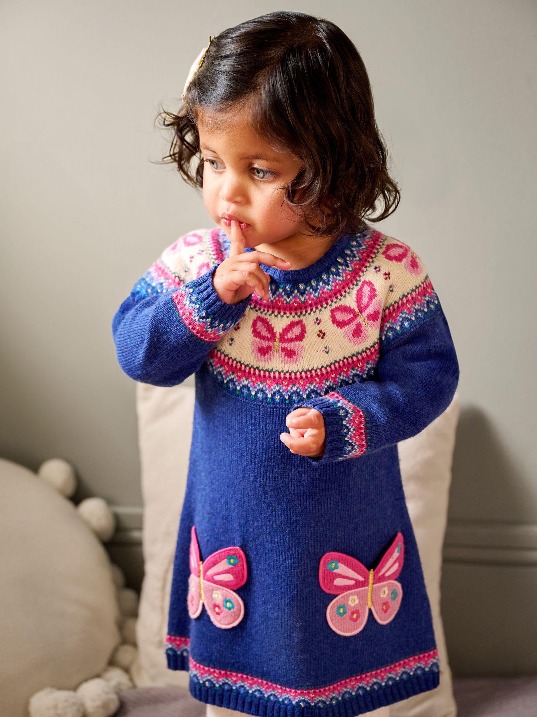 Denim Blue Butterfly Knitted Dress - Image 5 of 5